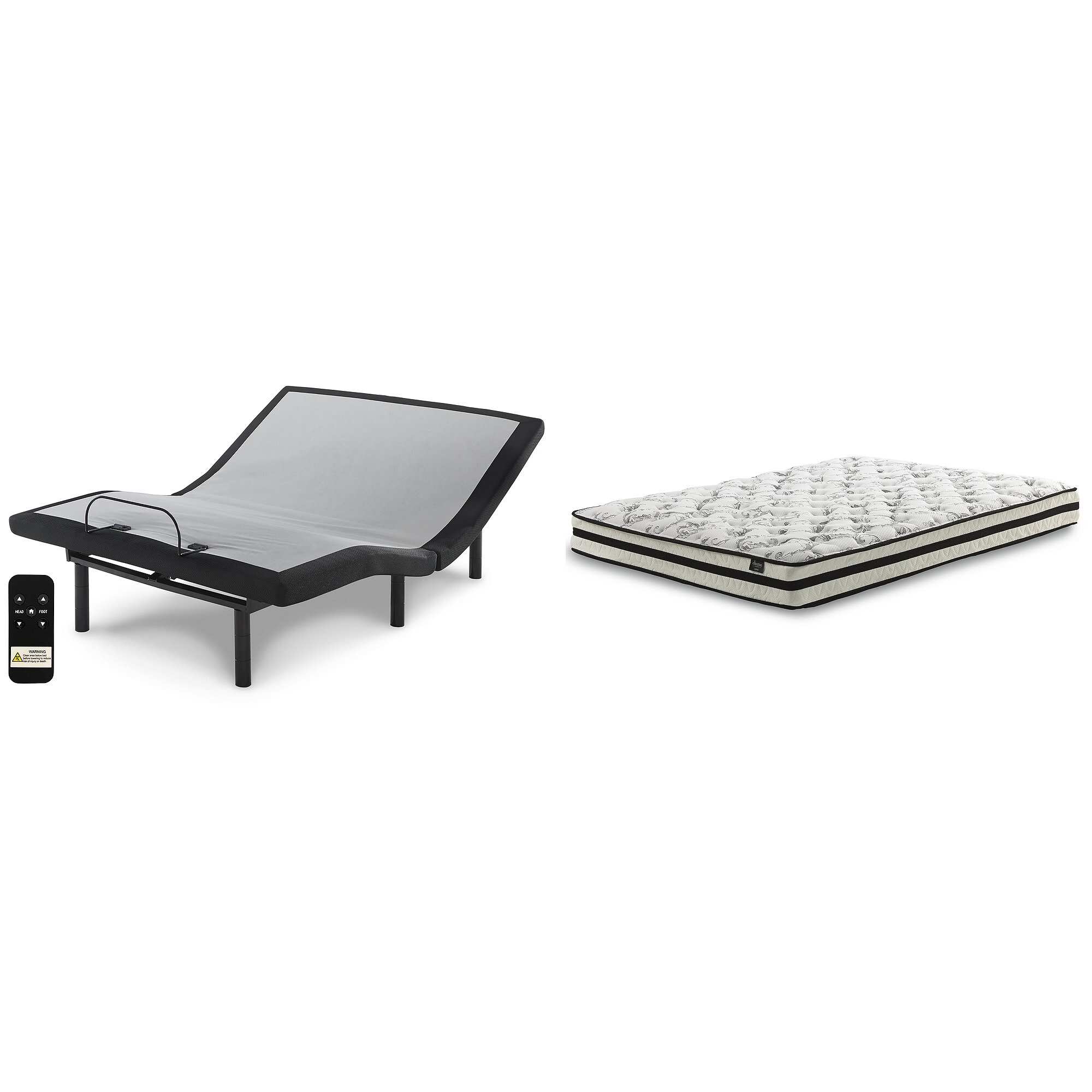 Signature Design by Ashley 8 Inch Chime Innerspring Black/White 2-Piece Mattress Package