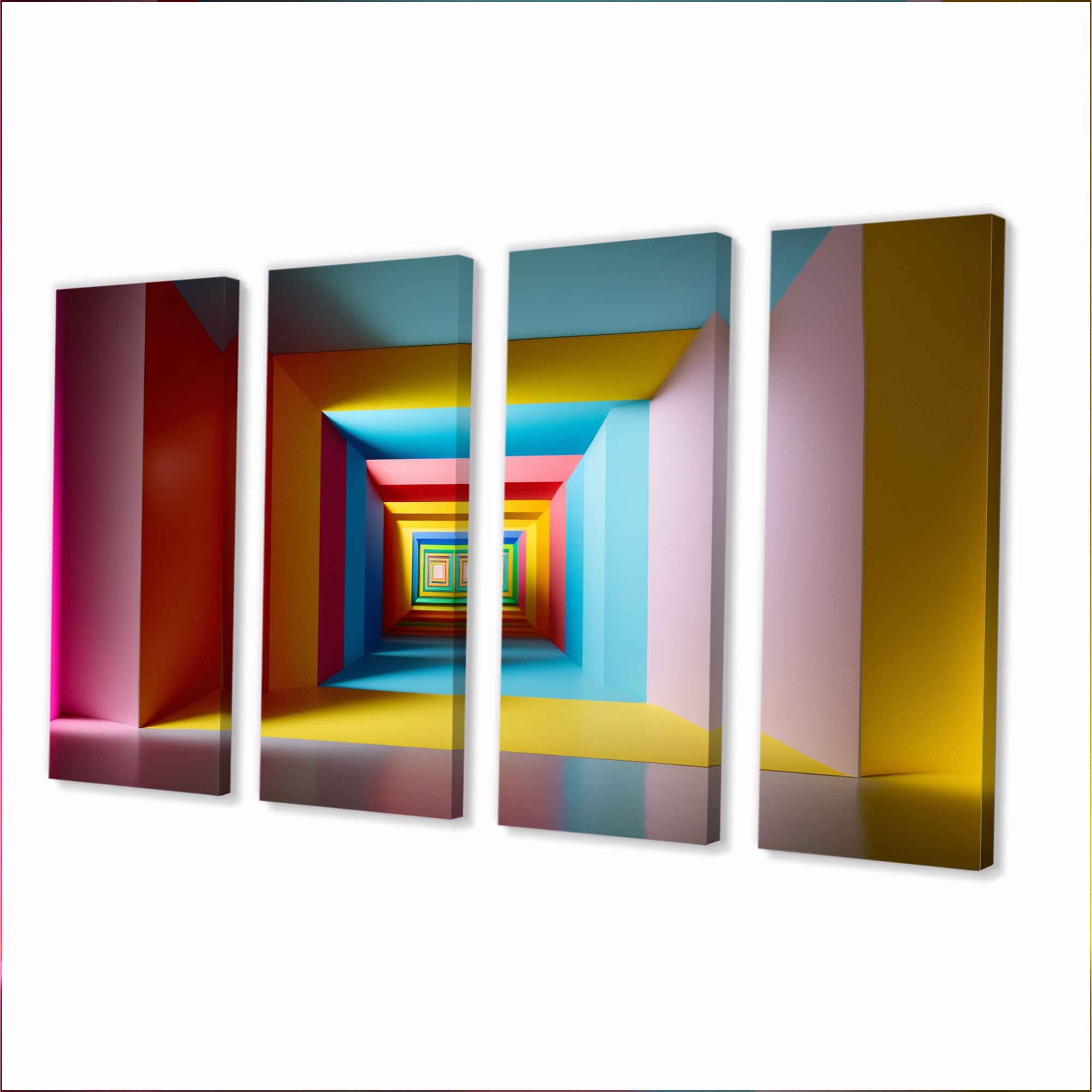 Designart "Pastel Color Rectangular Infinity" Modern Midcentury Multipanel Canvas Print