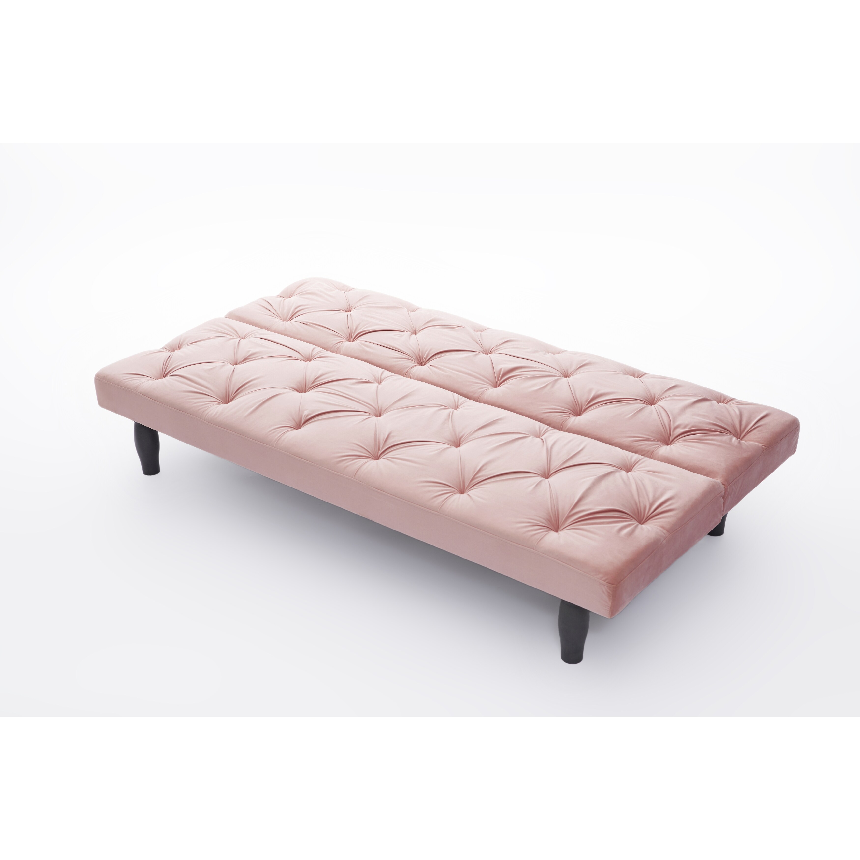 Velvet Futon Sofa with Adjustable Tufted Back, Converts into Bed