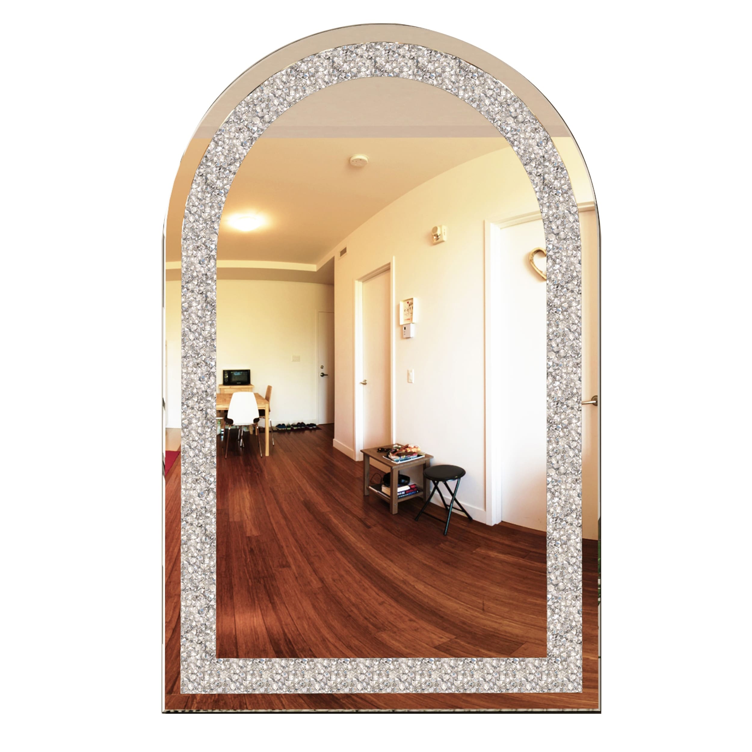 Sparkling Crystal Crush Diamond Arch Accent Mirror Wall Mounted - 23.6" W x 35.4" H