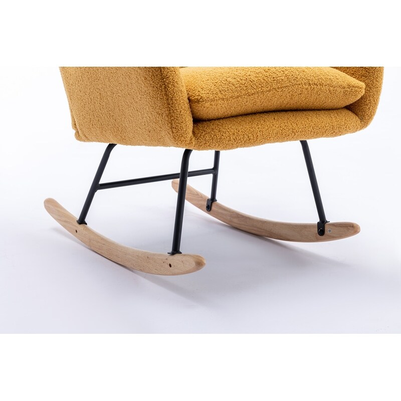 35.5 inch Rocking Chair, Soft Teddy Velvet Fabric Rocking Chair for Nursery