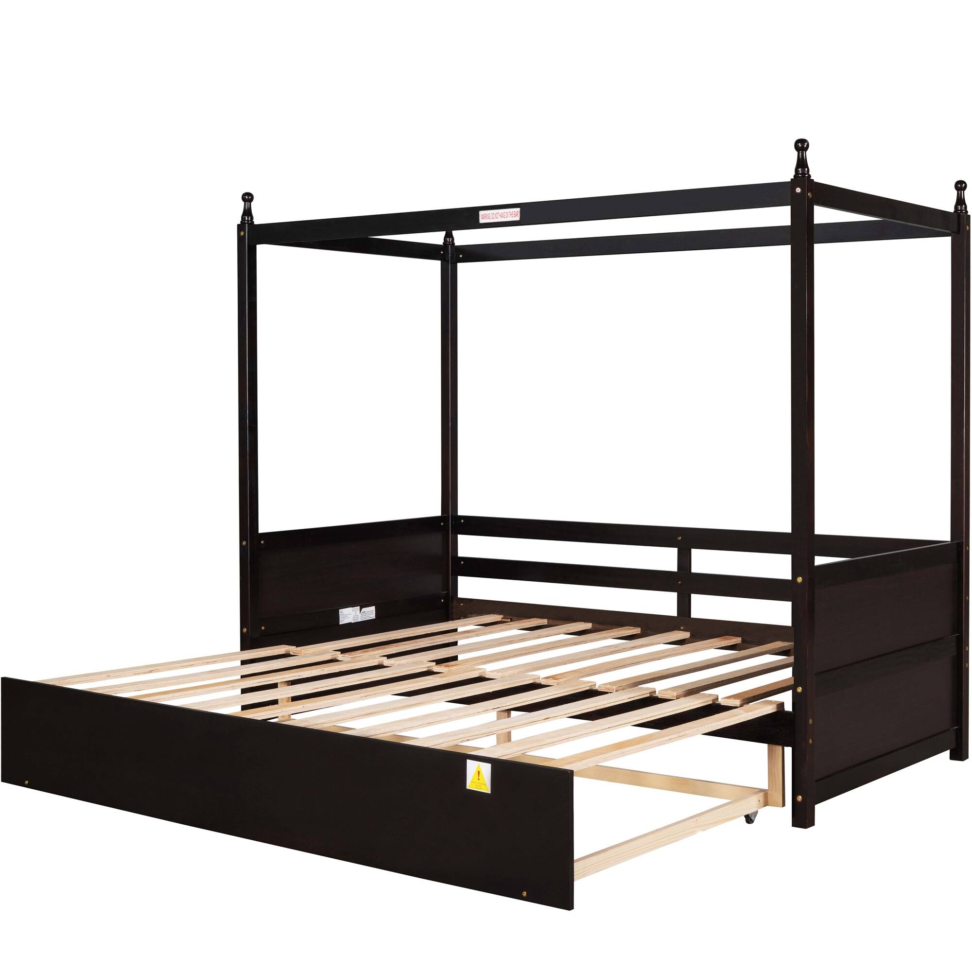 Wood Triple Bunk Bed with Drawers and Middle Drawer
