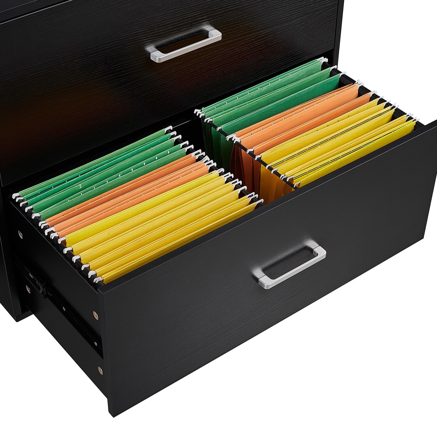 Black Wooden Filing Cabinet with Two Drawers - Suitable for Legal, Letter, A4 Paper Documents