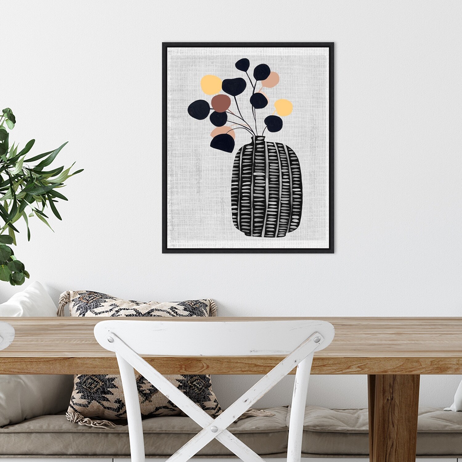 Decorated Vase with Plant III by Melissa Wang  Framed Canvas Wall Art Print