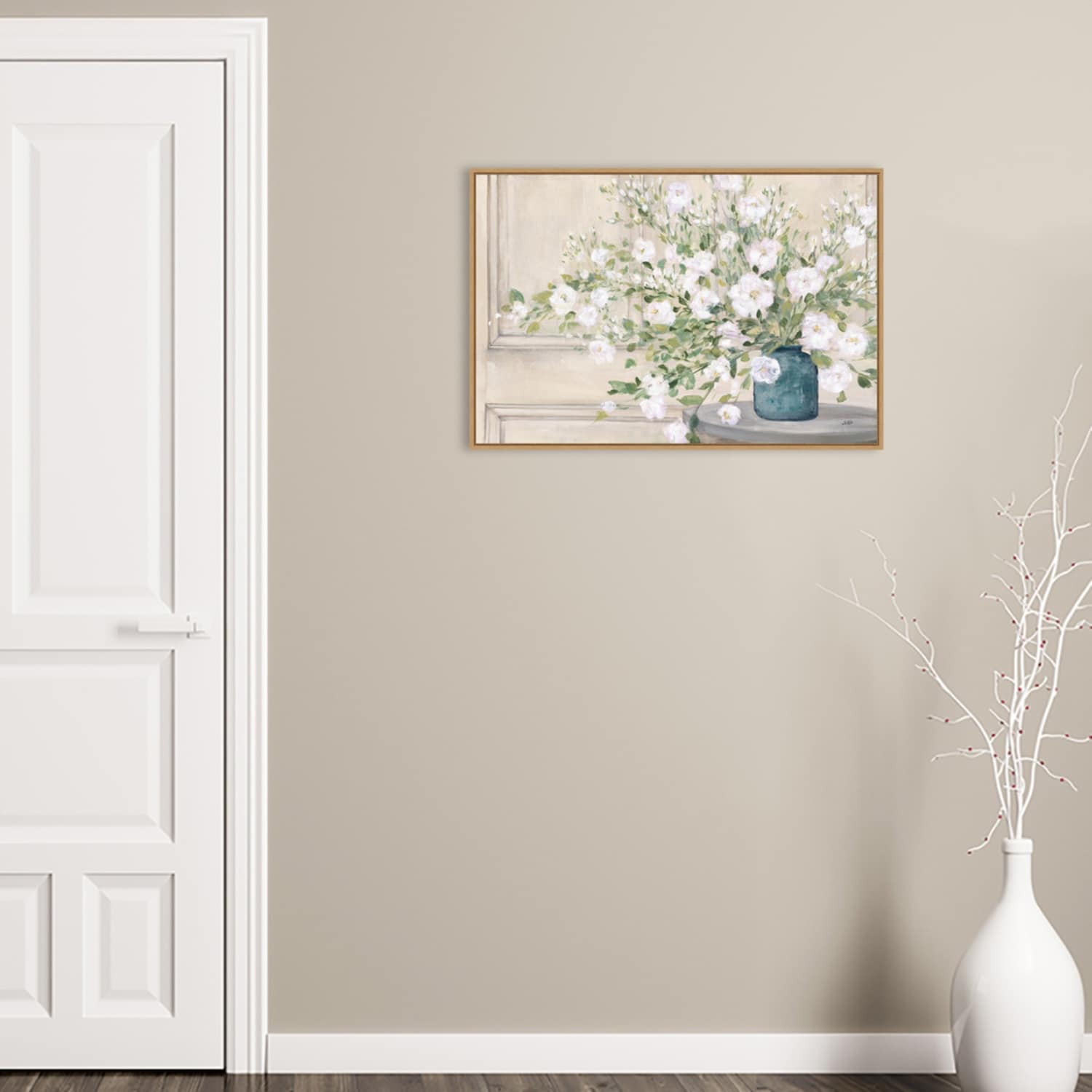 White Bouquet by Julia Purinton Framed Canvas Wall Art Print
