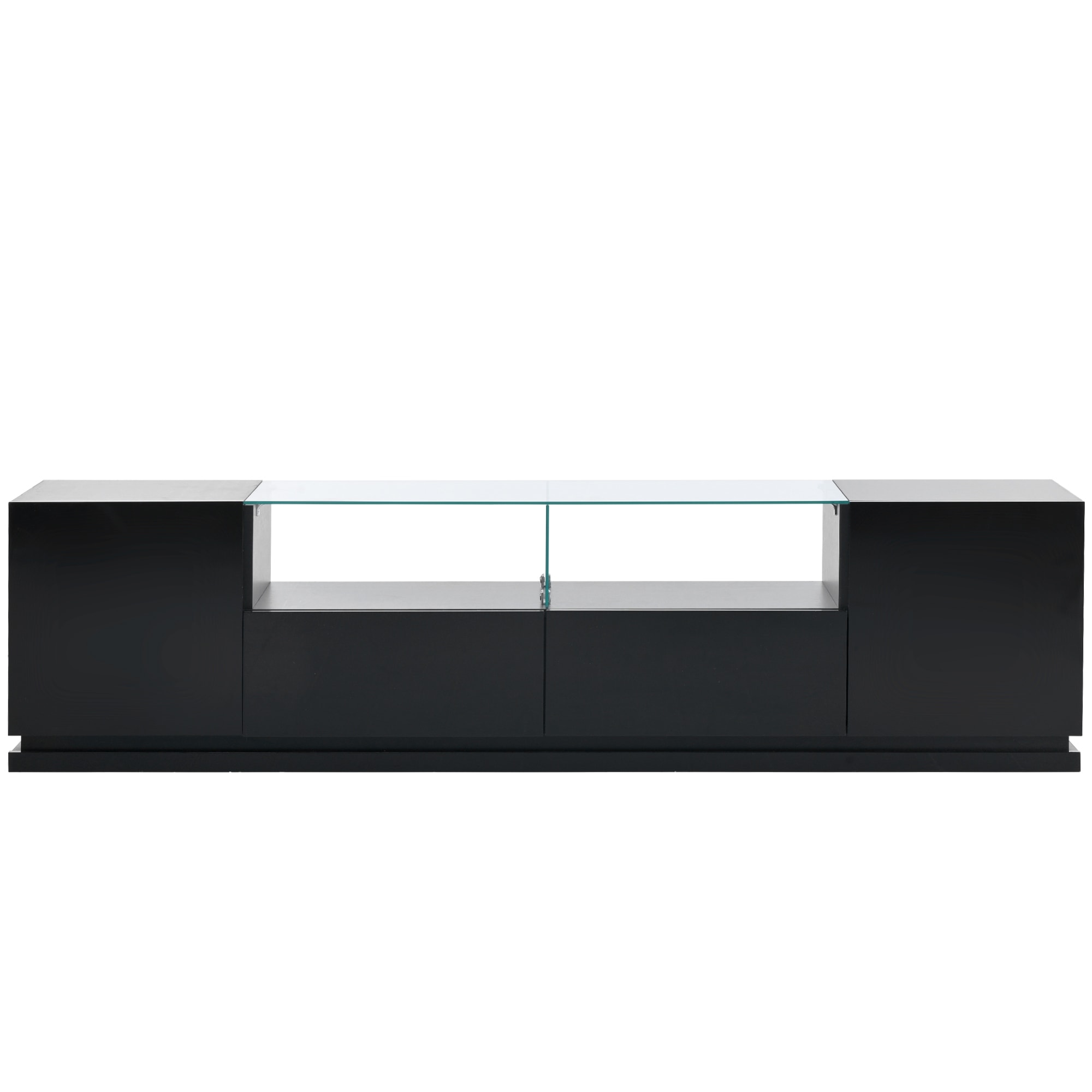 Modern TV Stand with Tempered Glass and LED Color Changing Lights - Up to 70" TVs