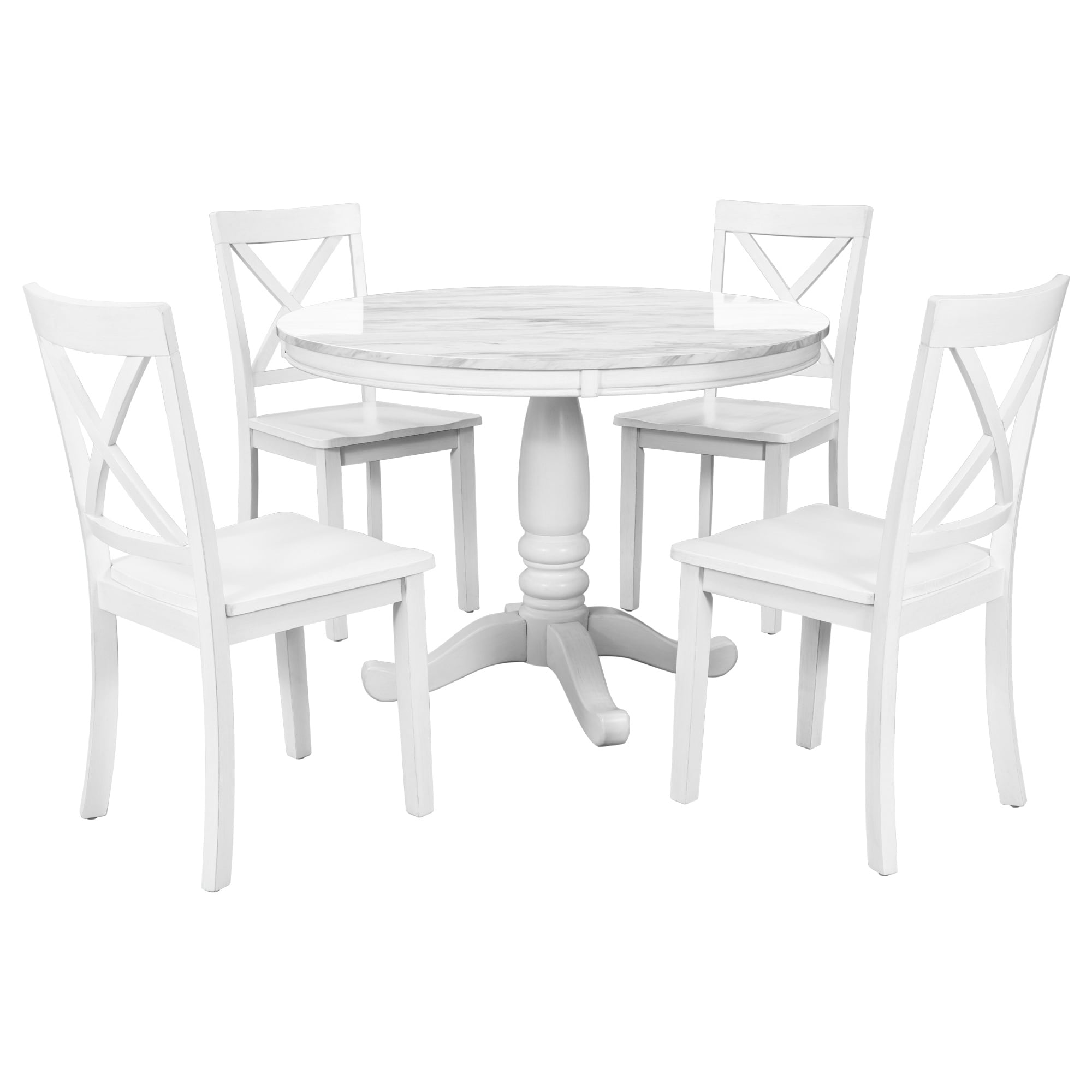 Modern 5-Piece Dining Table and Chairs Set with Solid Wood Table