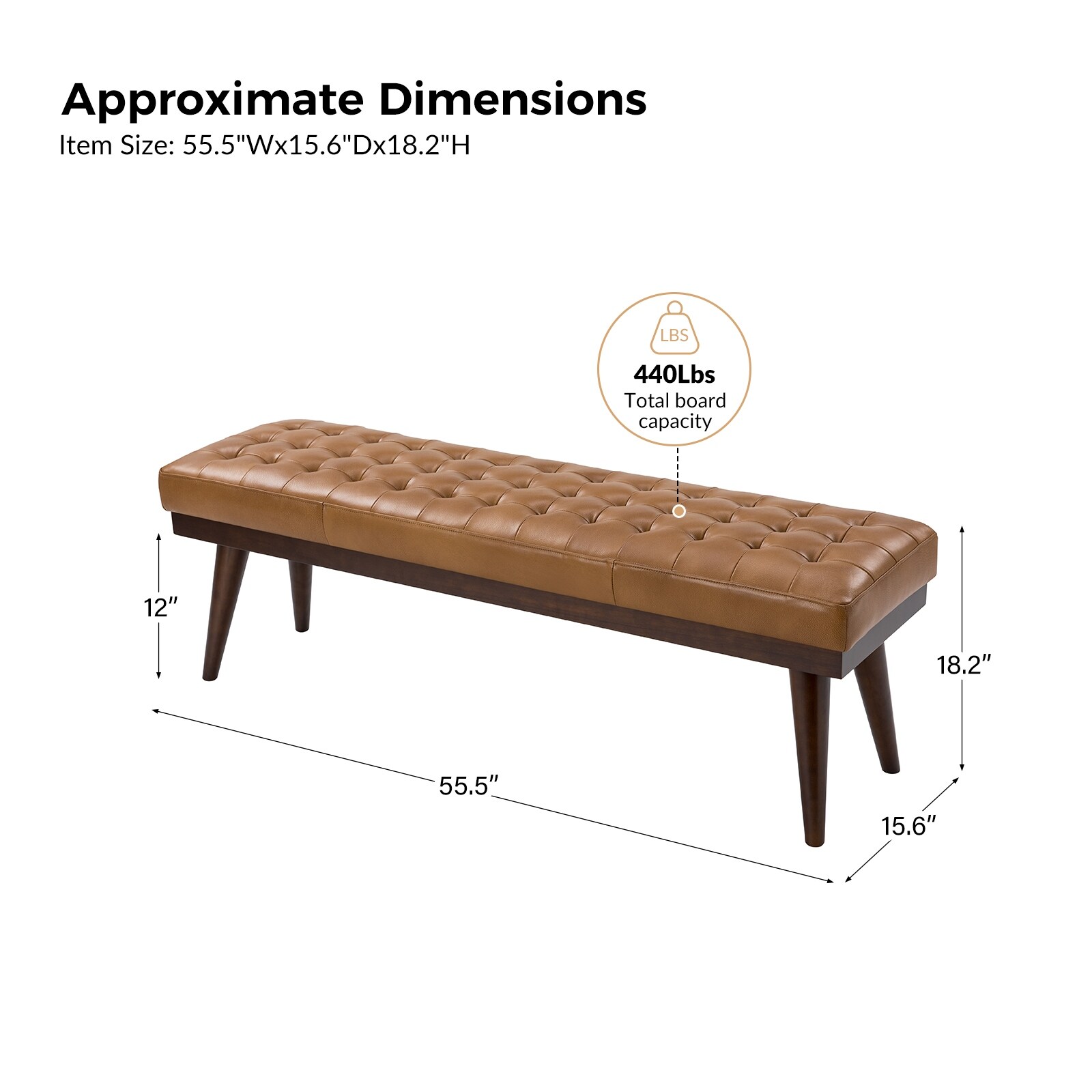 Felisa Modern Genuine Leather Tufted Bench With Solid Wood Base By HULALA HOME