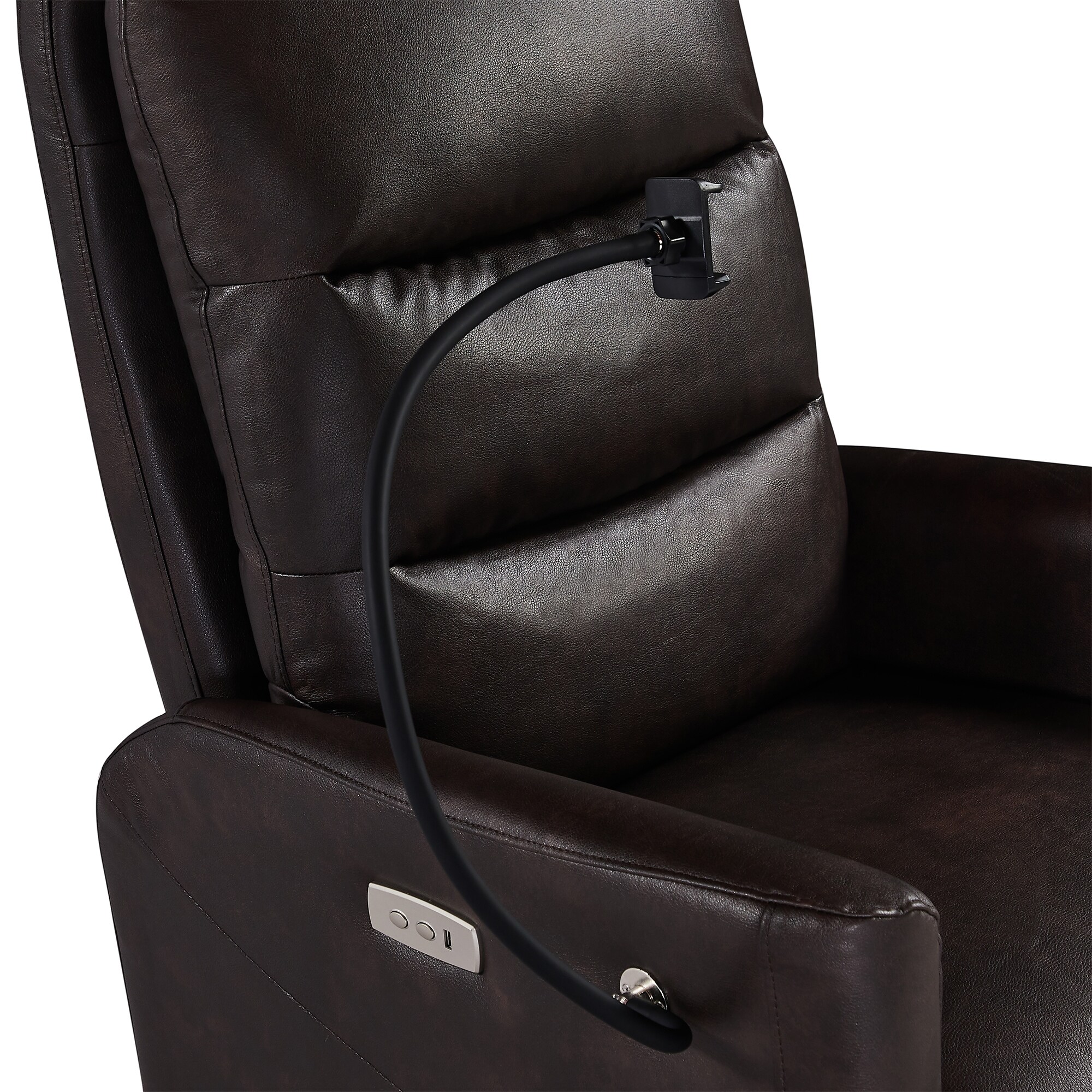Brown Zero G Power Recliner Chair with USB Charging Ports, Mobile Phone Holder, Comfortable Head and Waist Support