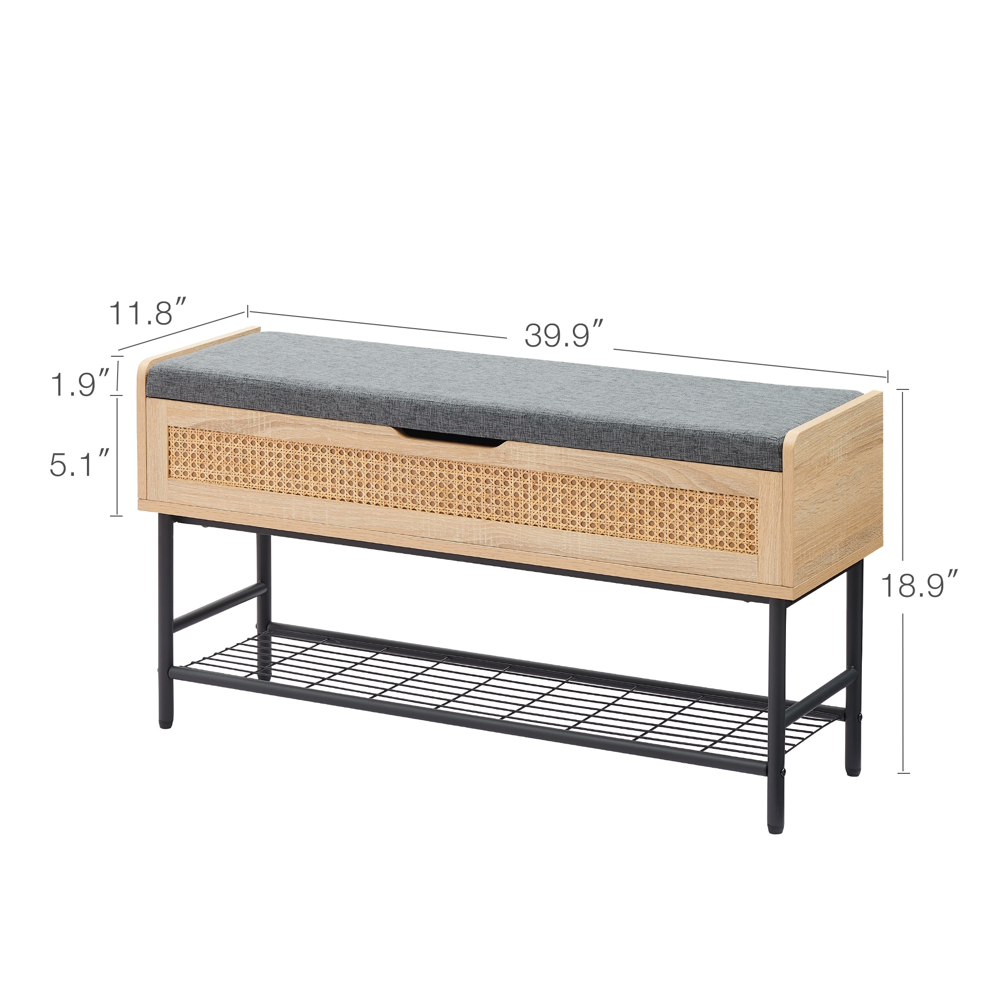 Ail Modern Upholstered Velvet Entryway Bench Luxurious Seating with Functional Storage - 11.8"L x 39.9"W x 18.9"H