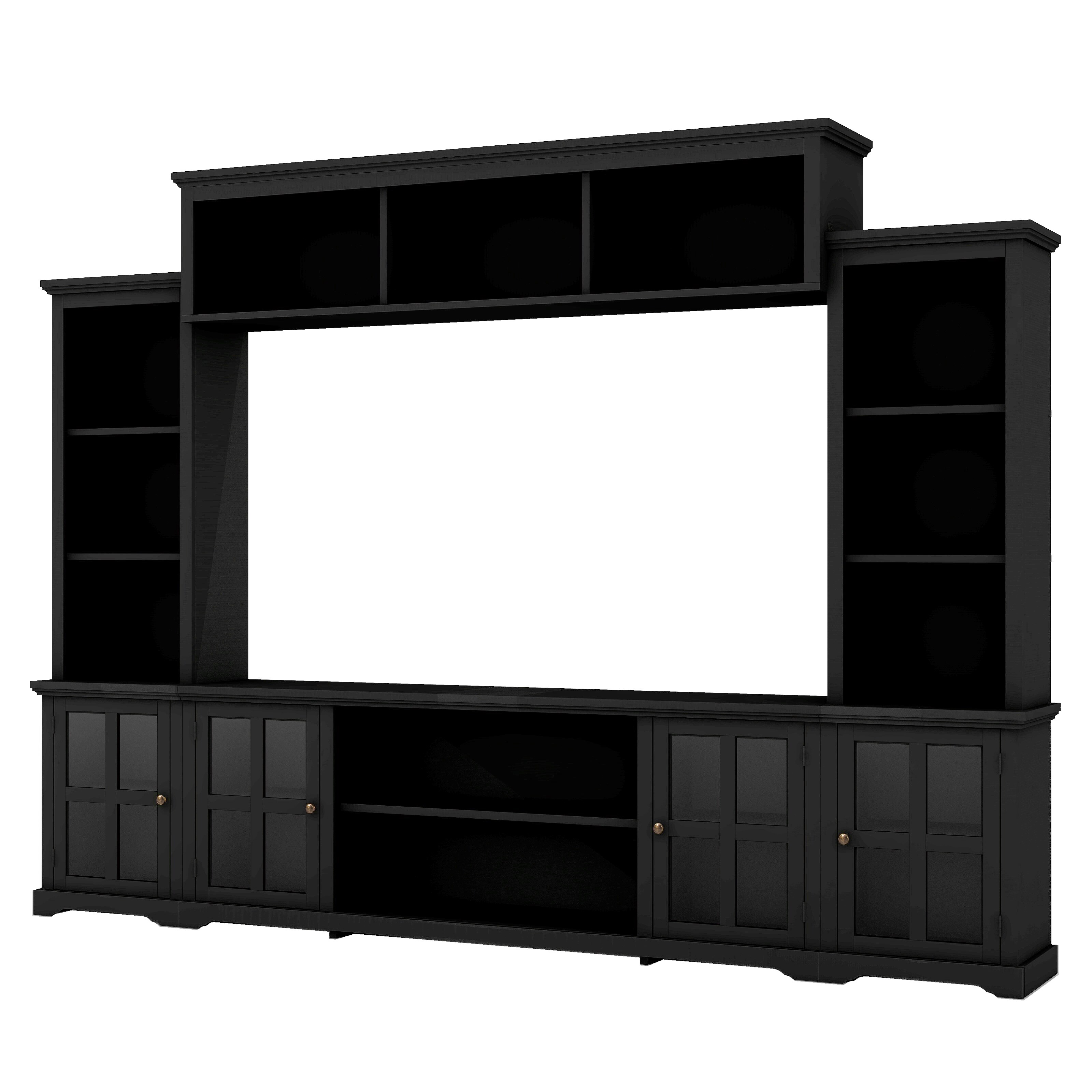 Black Entertainment Wall Unit with Bridge (Up to 70" TVs)