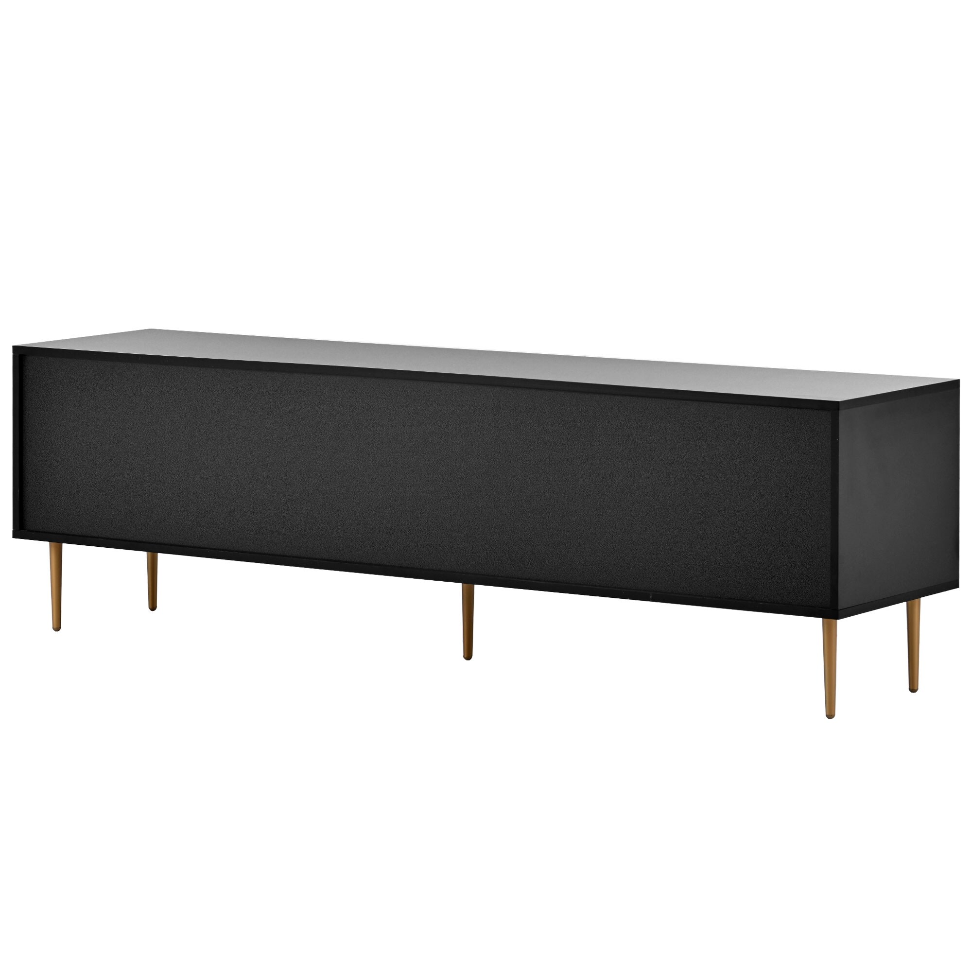 Black Modern TV Stand with 5 Champagne Legs, Spacious Storage for TV Equipment and Accessories, Fits TVs up to 75''