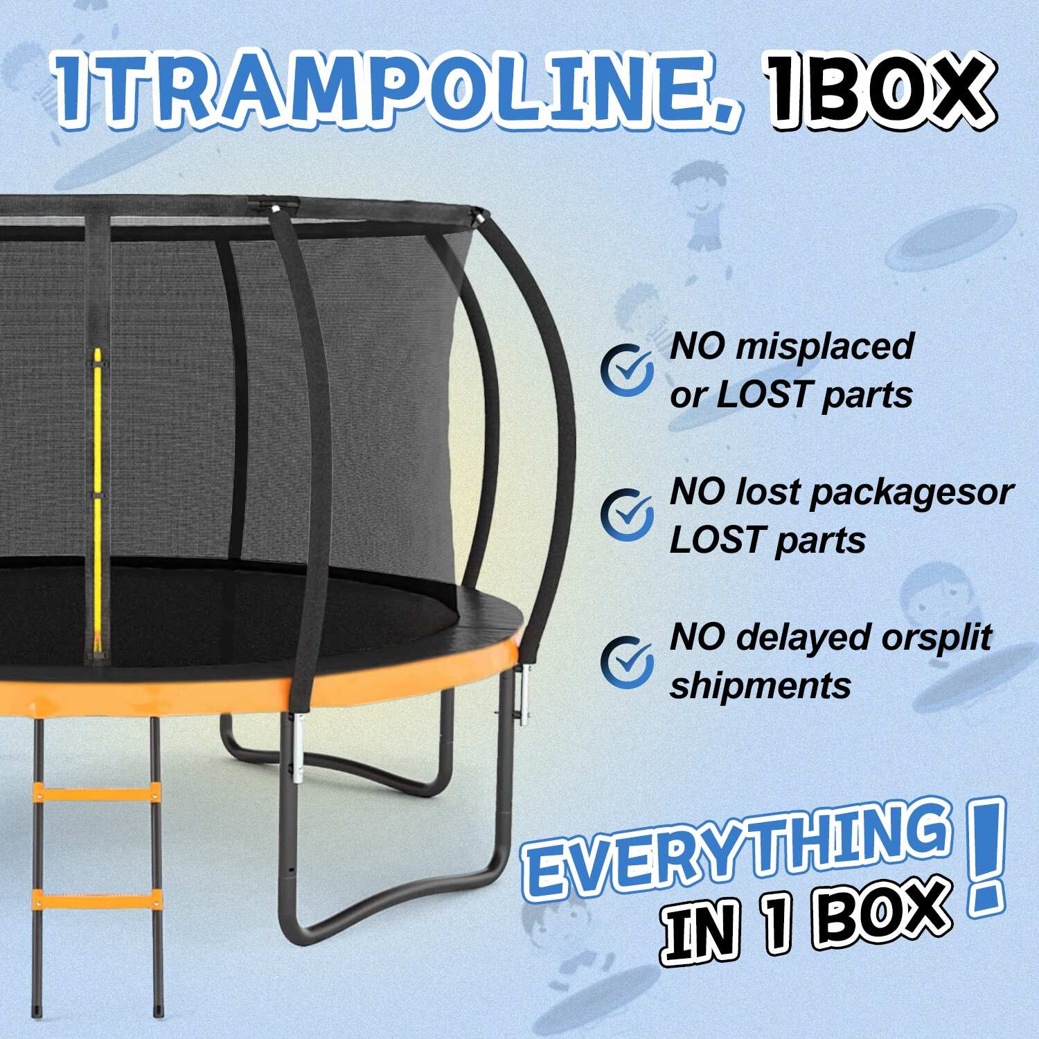 14FT Trampoline With Enclosure Net, Ladder and Spring Cover Padding