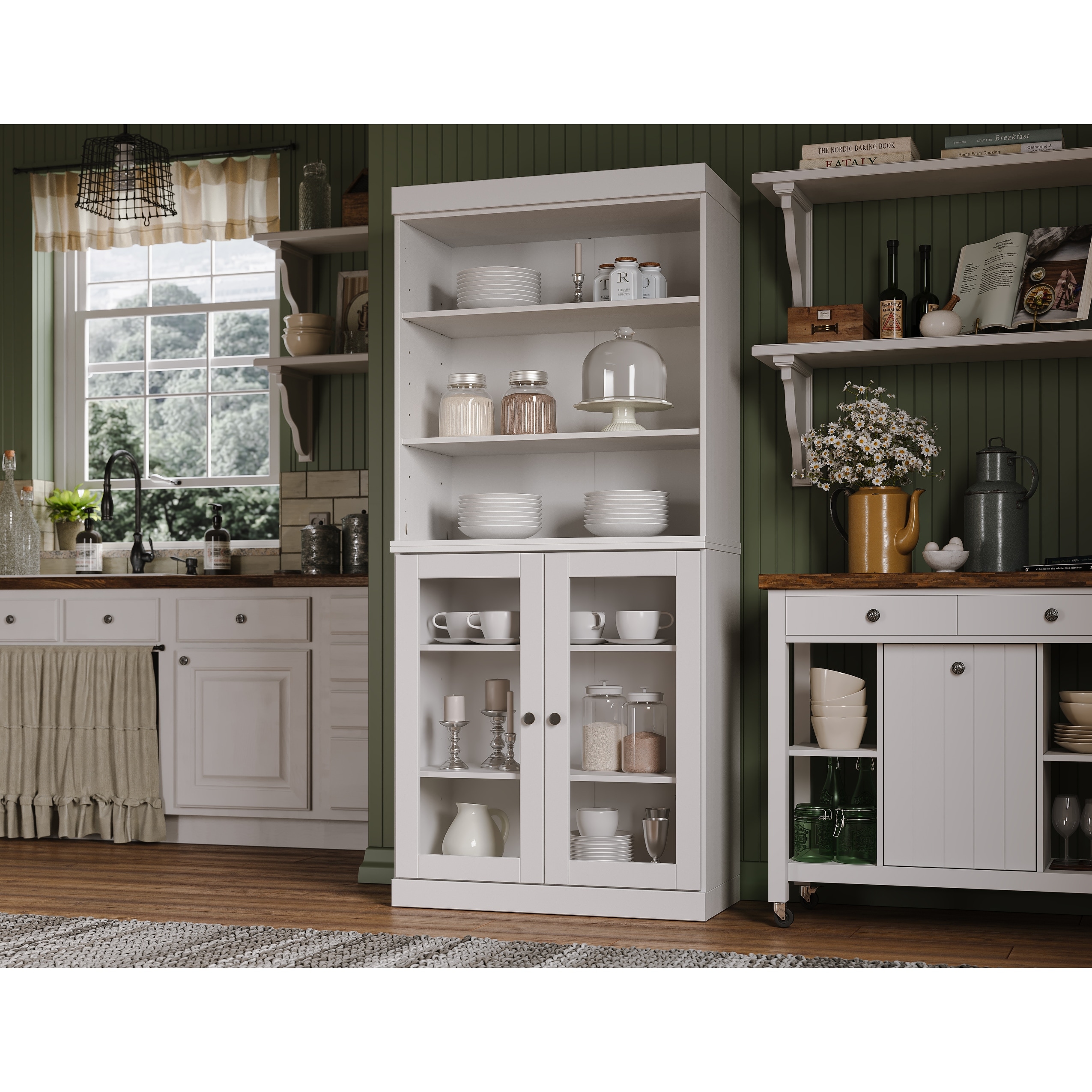 Palace Imports 100% Solid Wood Pantry with Solid Wood or Glass Doors - 32"w x 71.5"h
