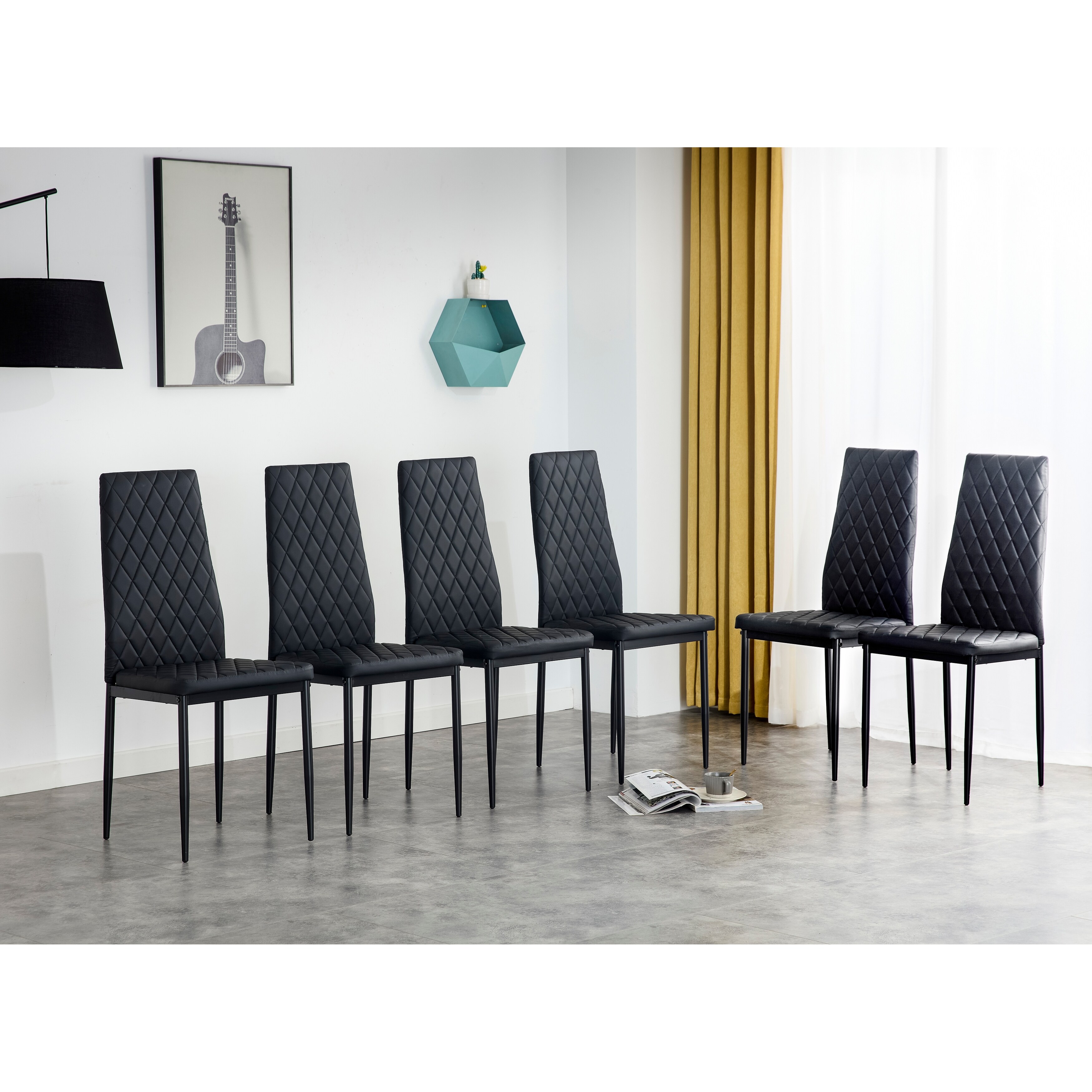 Modern Style Dining Chairs (Set of 6), PU Soft Leather Dining Chairs, For Living Room Family Meals and Small Gatherings