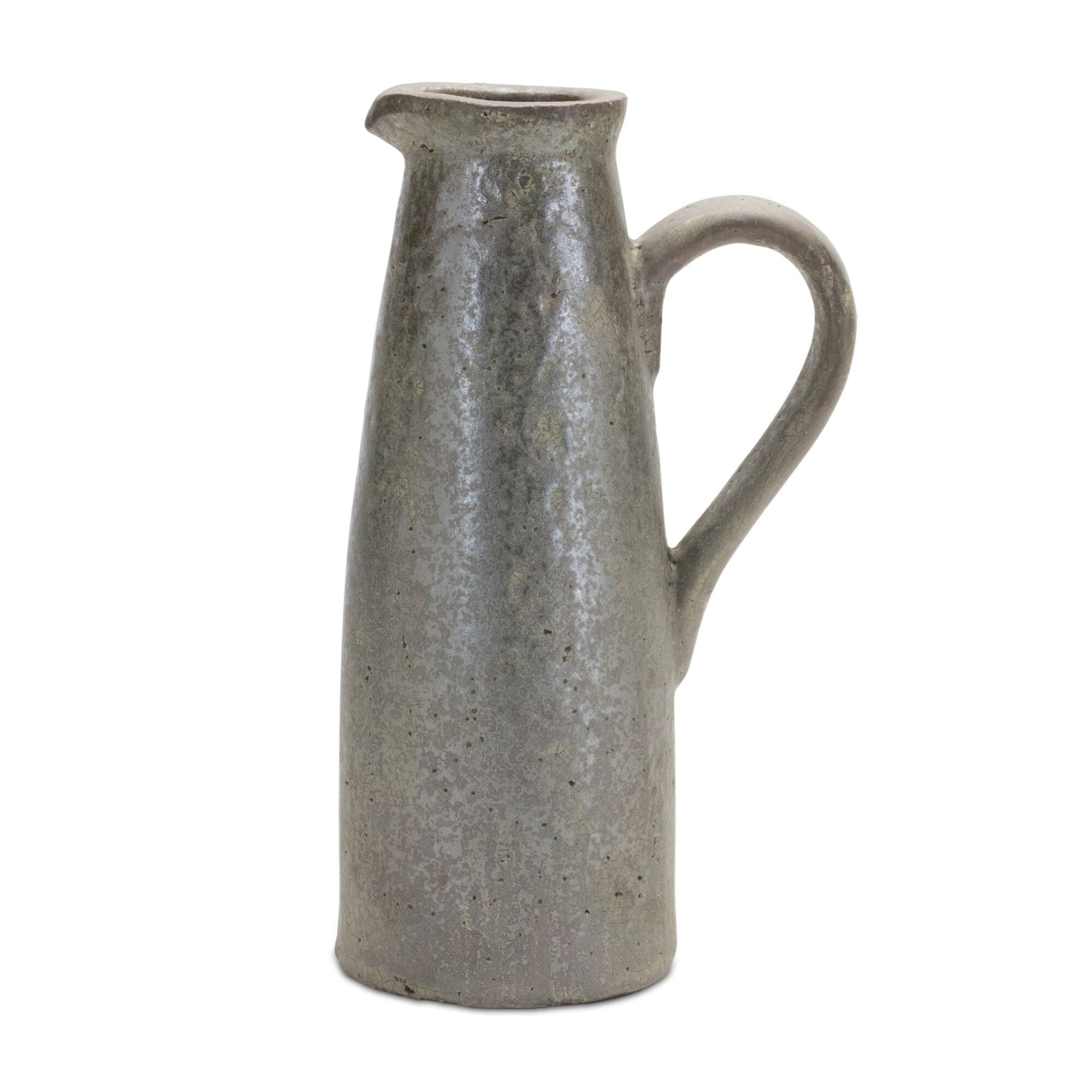 Distressed Terra Cotta Pitcher Vase 11"H