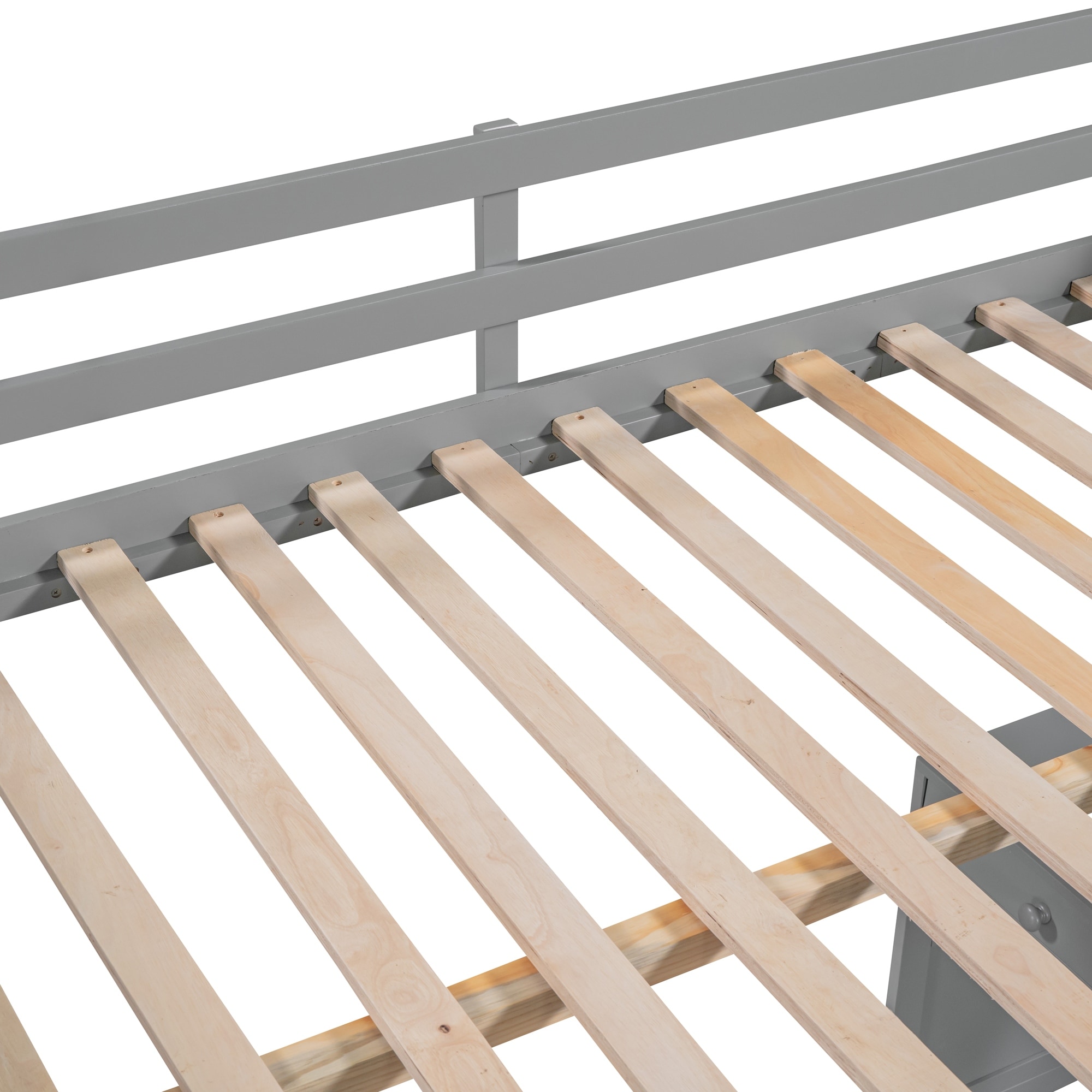Full Size Loft Bed with Ladder, Shelves, and Desk