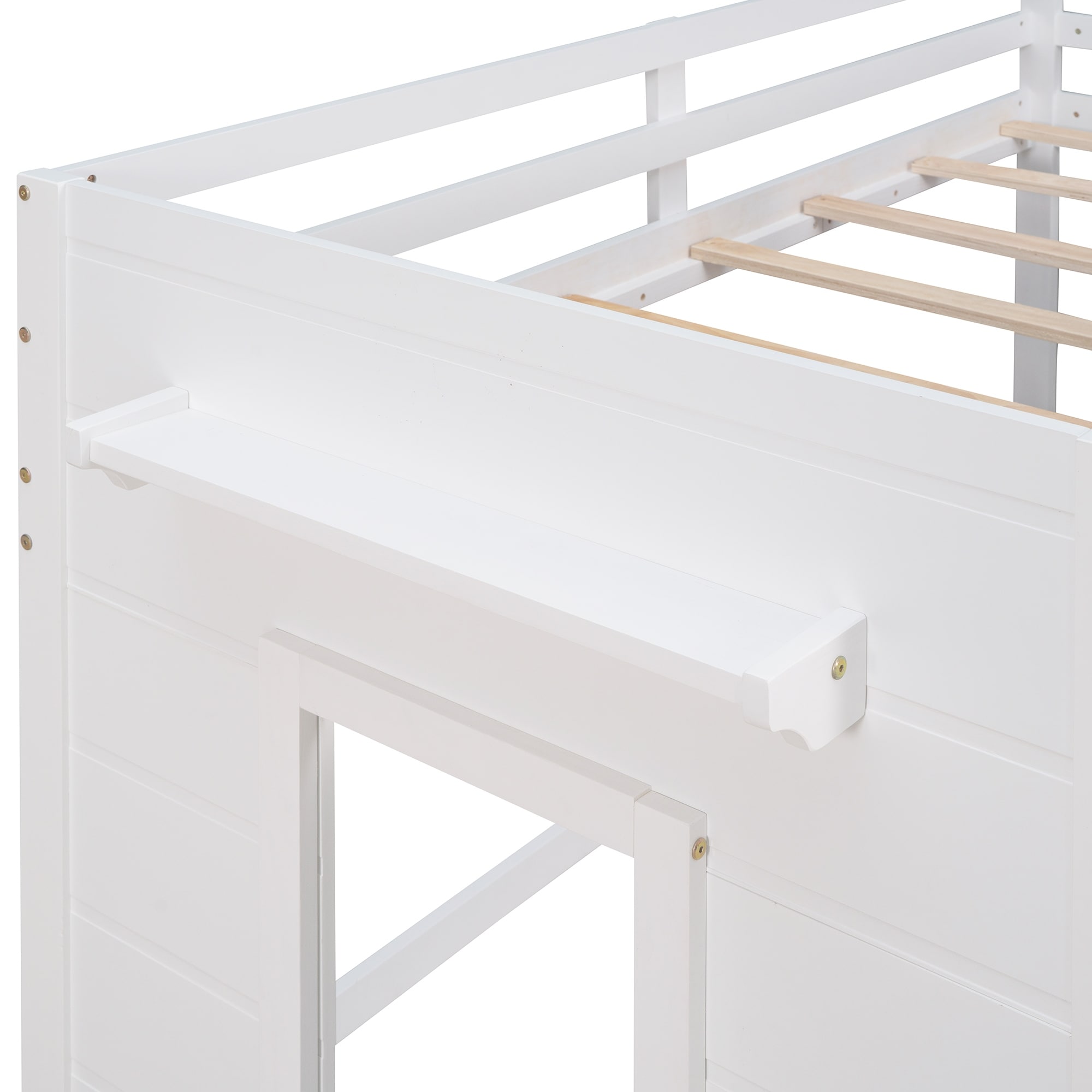 Twin Size Low Loft Beds with Storage, Solid Pinewood Loft Bed Frame