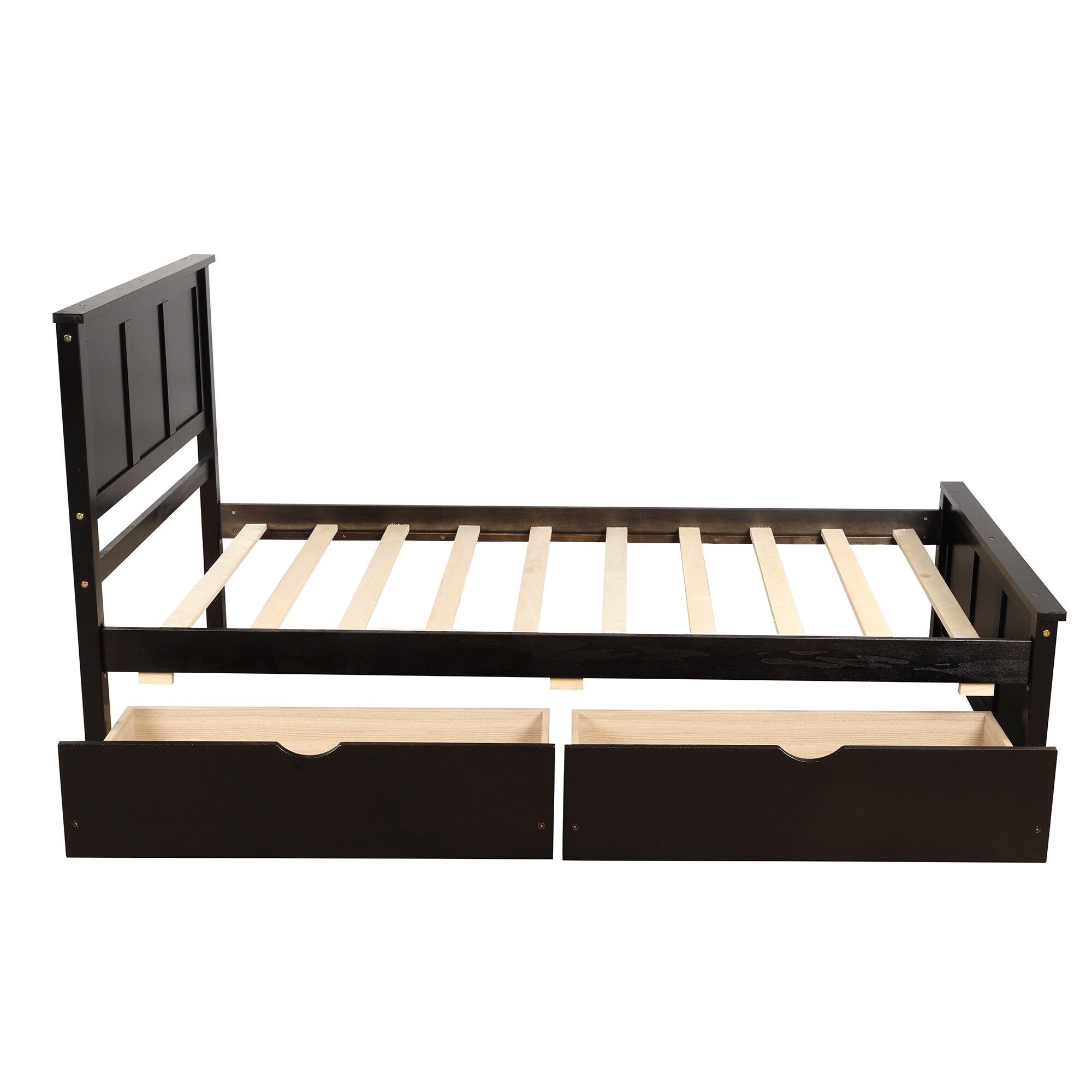 Platform Storage Bed, 2 drawers with wheels, Twin Size Frame