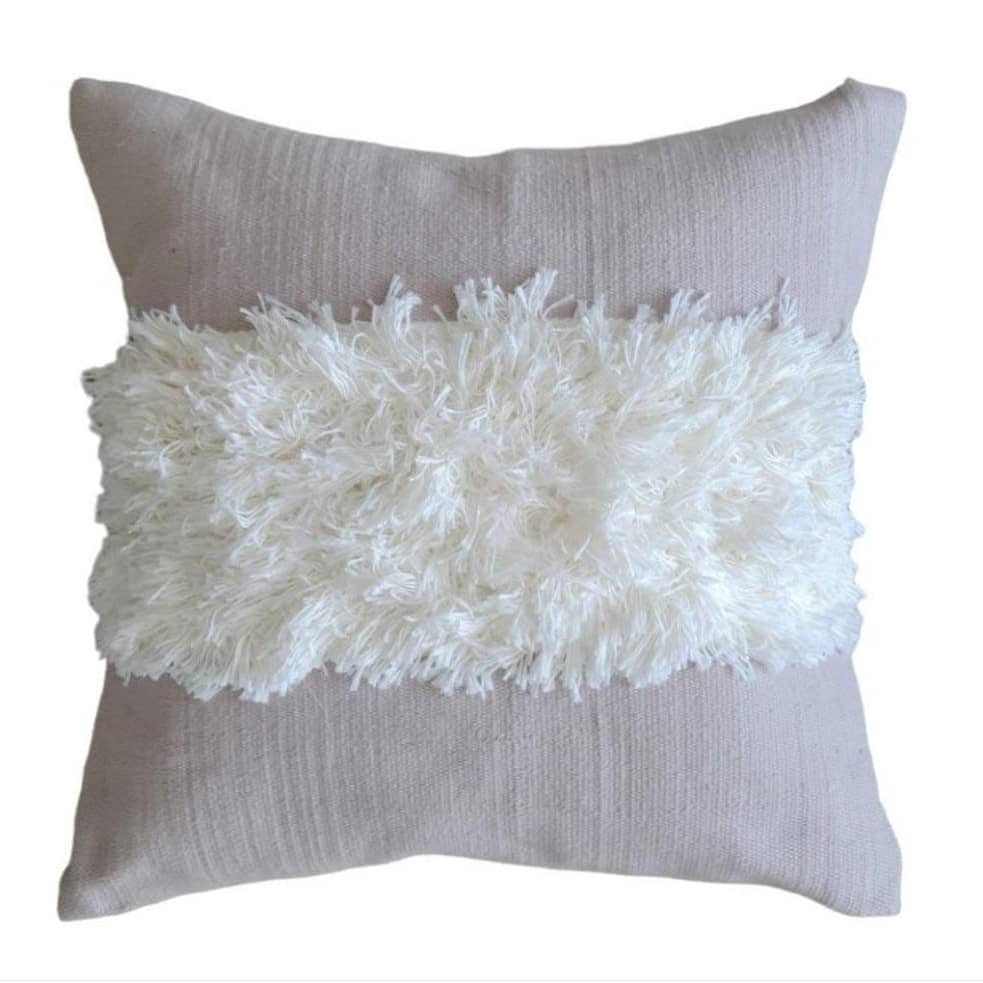 Taj Taupe Boho Handwoven Cotton Decorative Throw Pillow Cover