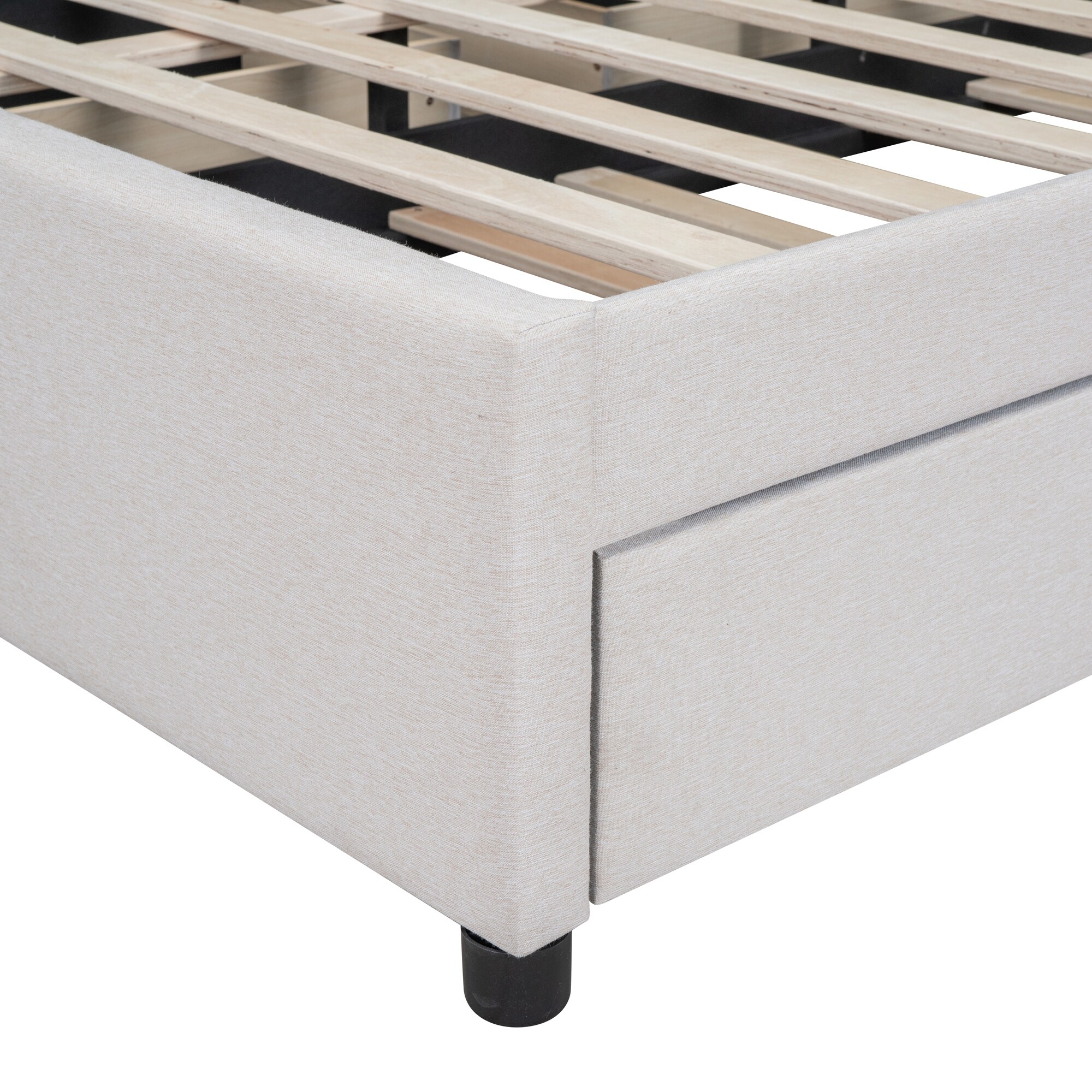 Modern Upholstered Platform Bed with 2 Drawers and 1 Twin Size Trundle