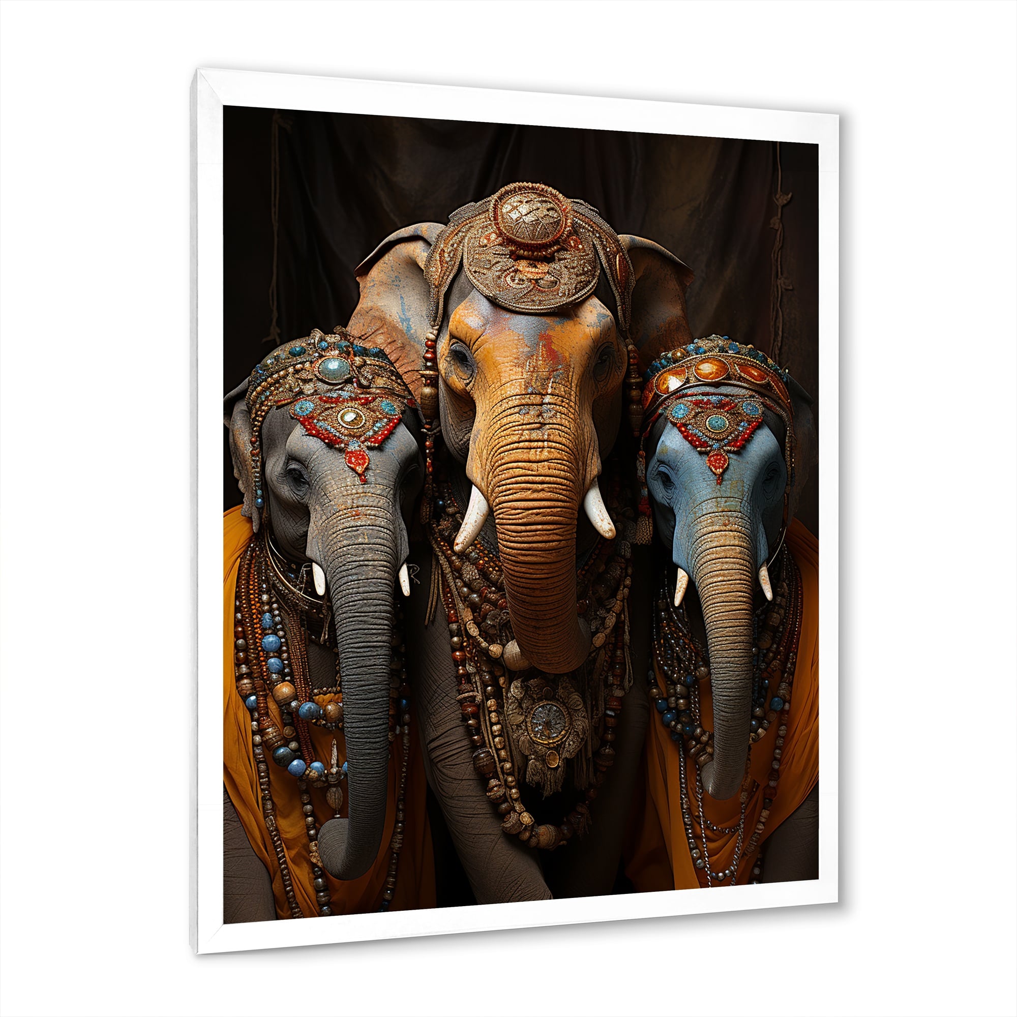 Designart "Asian Art Thai Elephants XI" Asian Art Framed Canvas Prints