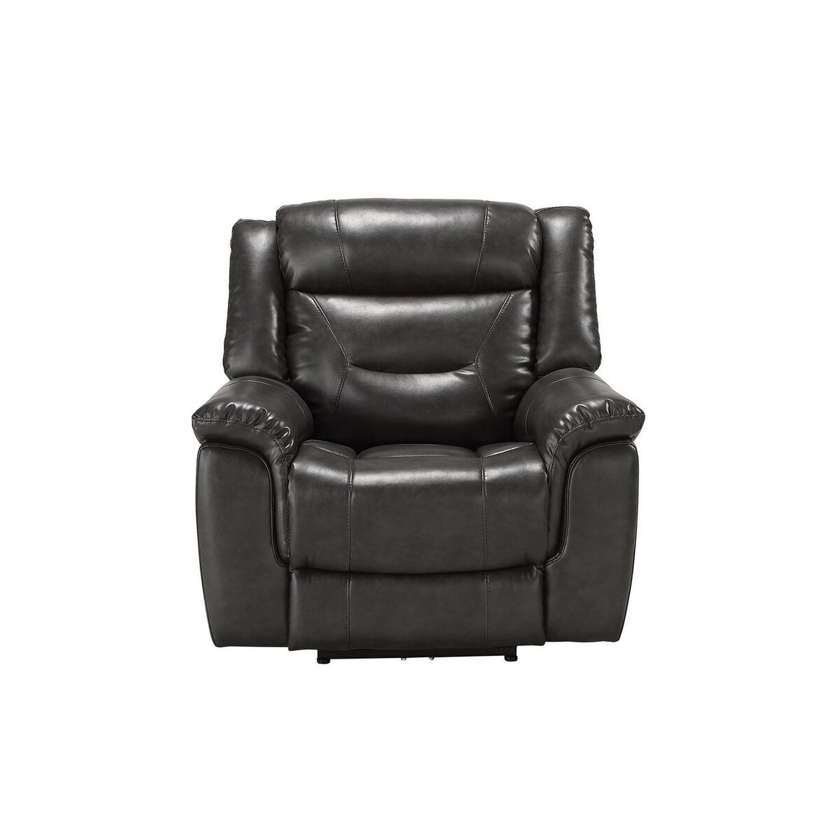 Motion Recliner w/ USB Port Rocking Chair Faux Leather Theater Seating, Gray
