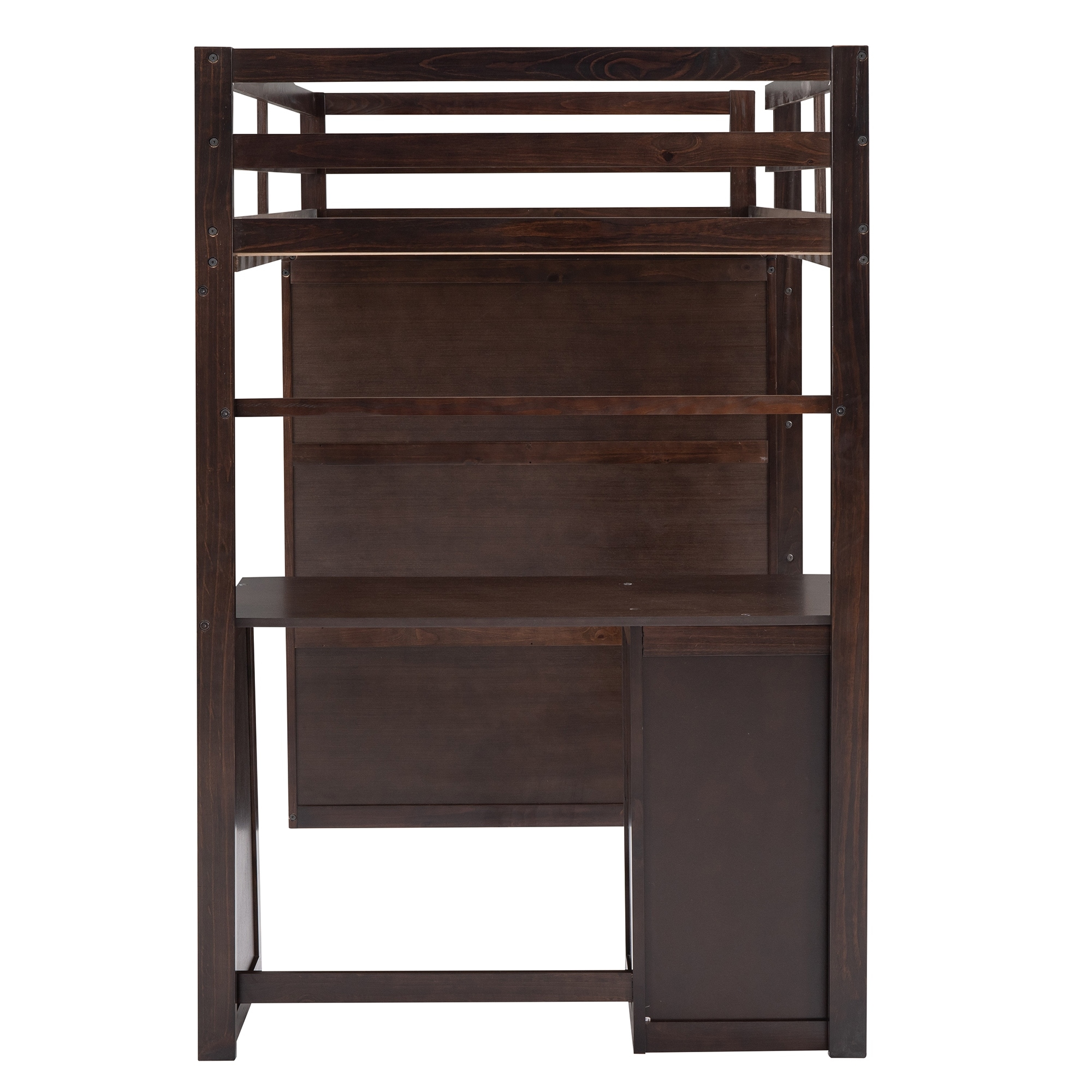 Versatile Wooden Loft Bed with Wardrobes & Desk, Solid Wood Loft Bed Frame with Storage Drawers Cabinet & Guardrail, for Bedroom