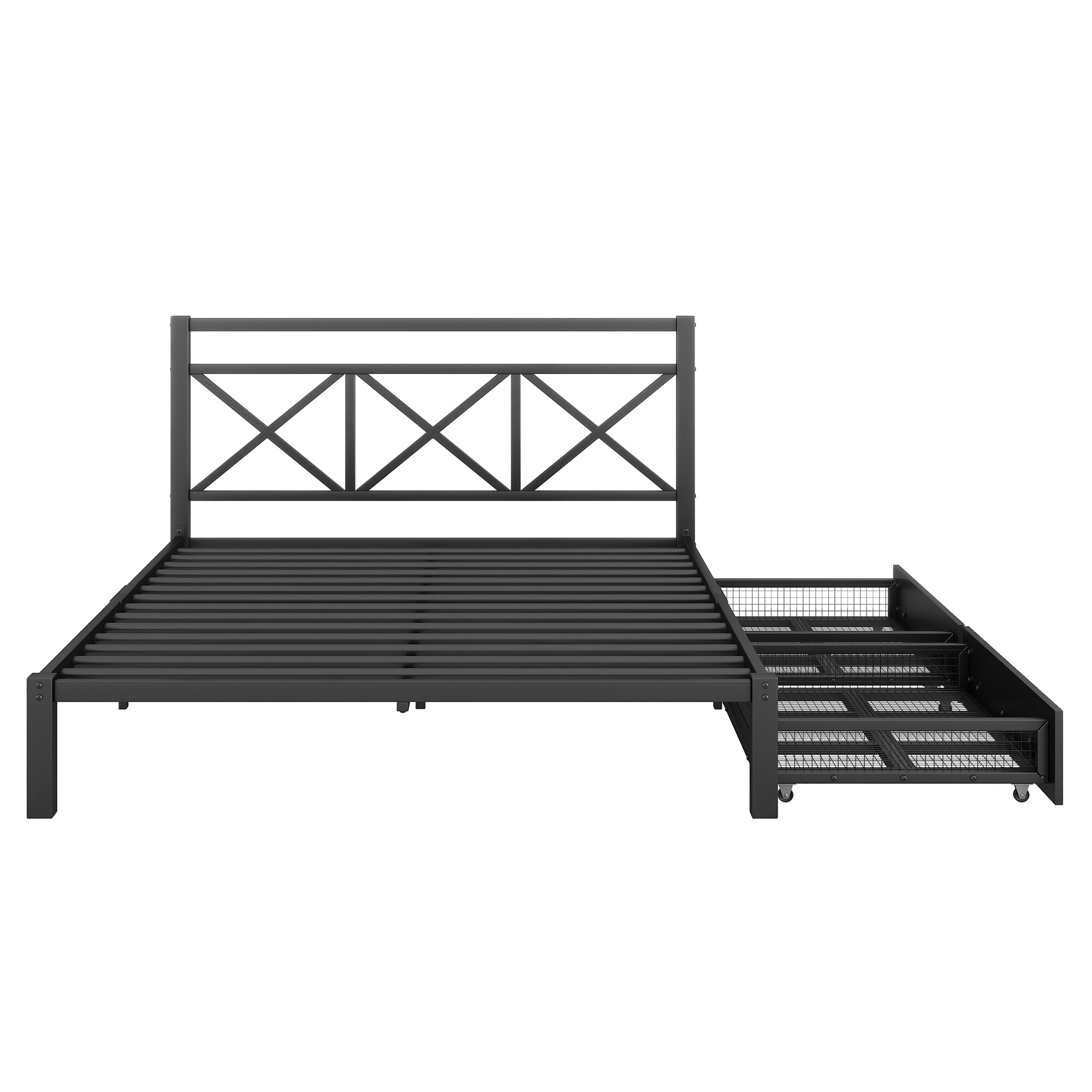 Metal Platform Heavy Duty Bed Frames with 2 Drawers, Storage
