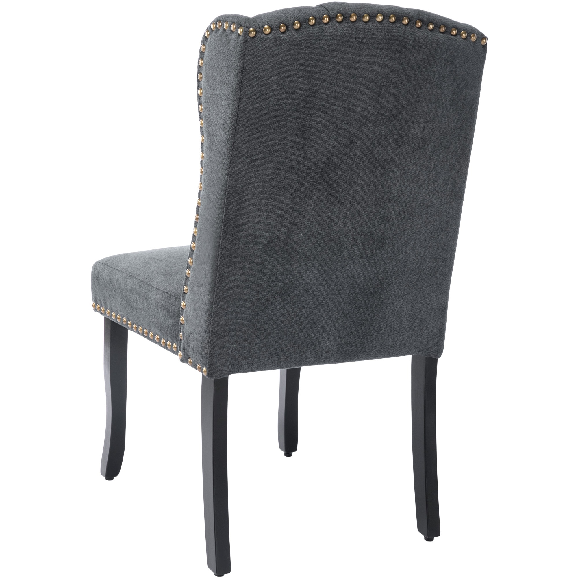 Classic Cotton Fabric Dining Chairs Set of 2 with Upholstered Dining Room Chairs and Solid Wood Legs Side Chairs, Dark Gray