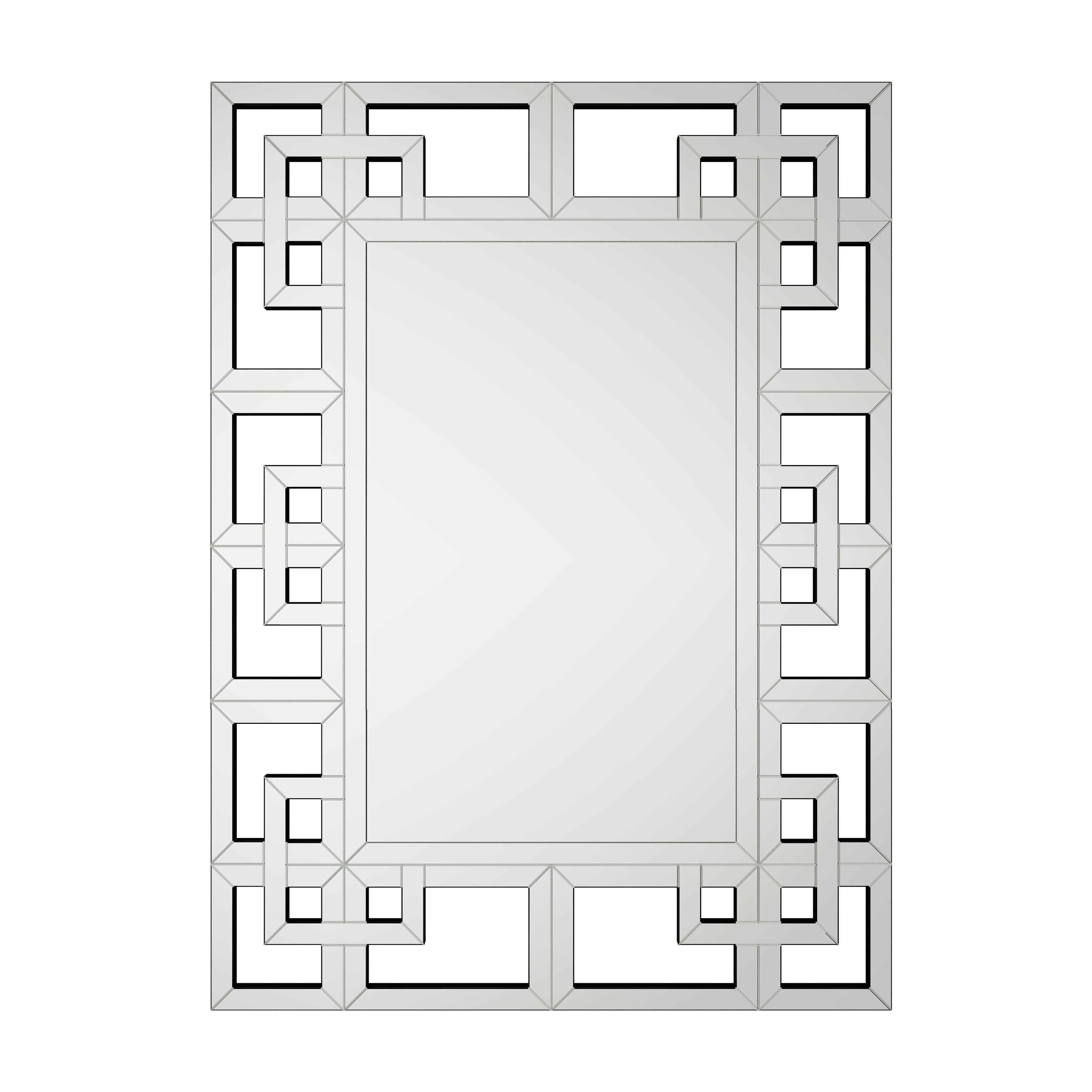 Large Wall Art Mirror Decor Silver Accent Geometric Frame - 40"x28"
