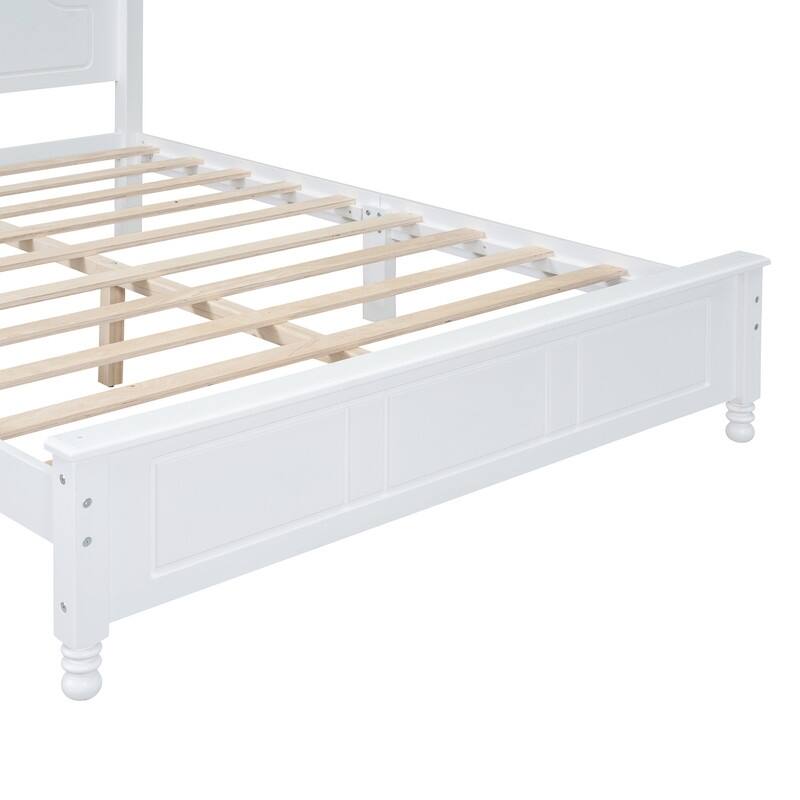 Retro Queen Size Platform Bed, White