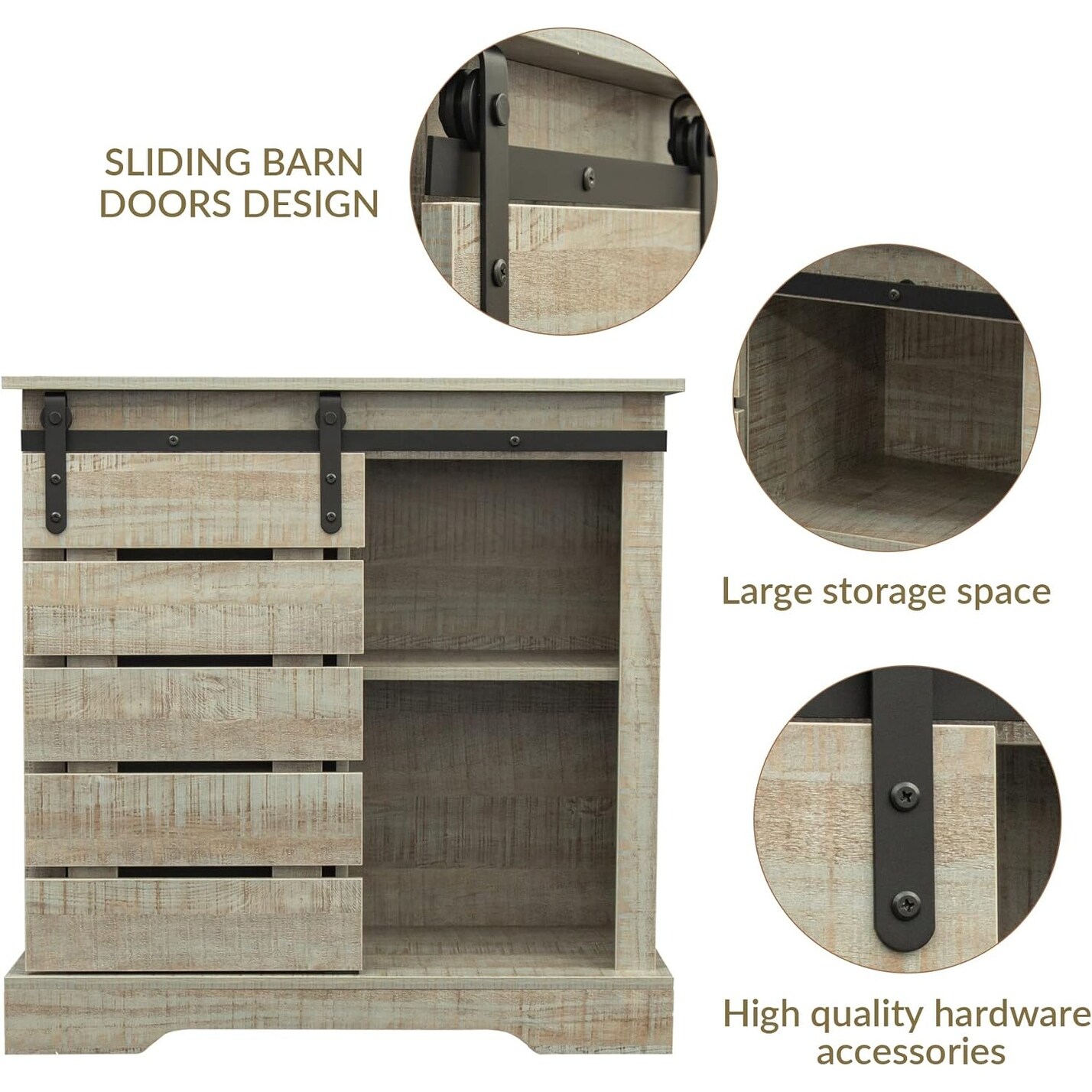 Side Cabinet,Sideboard Buffet Storage Cabinet,Modern Farmhouse Cabinet - N/A