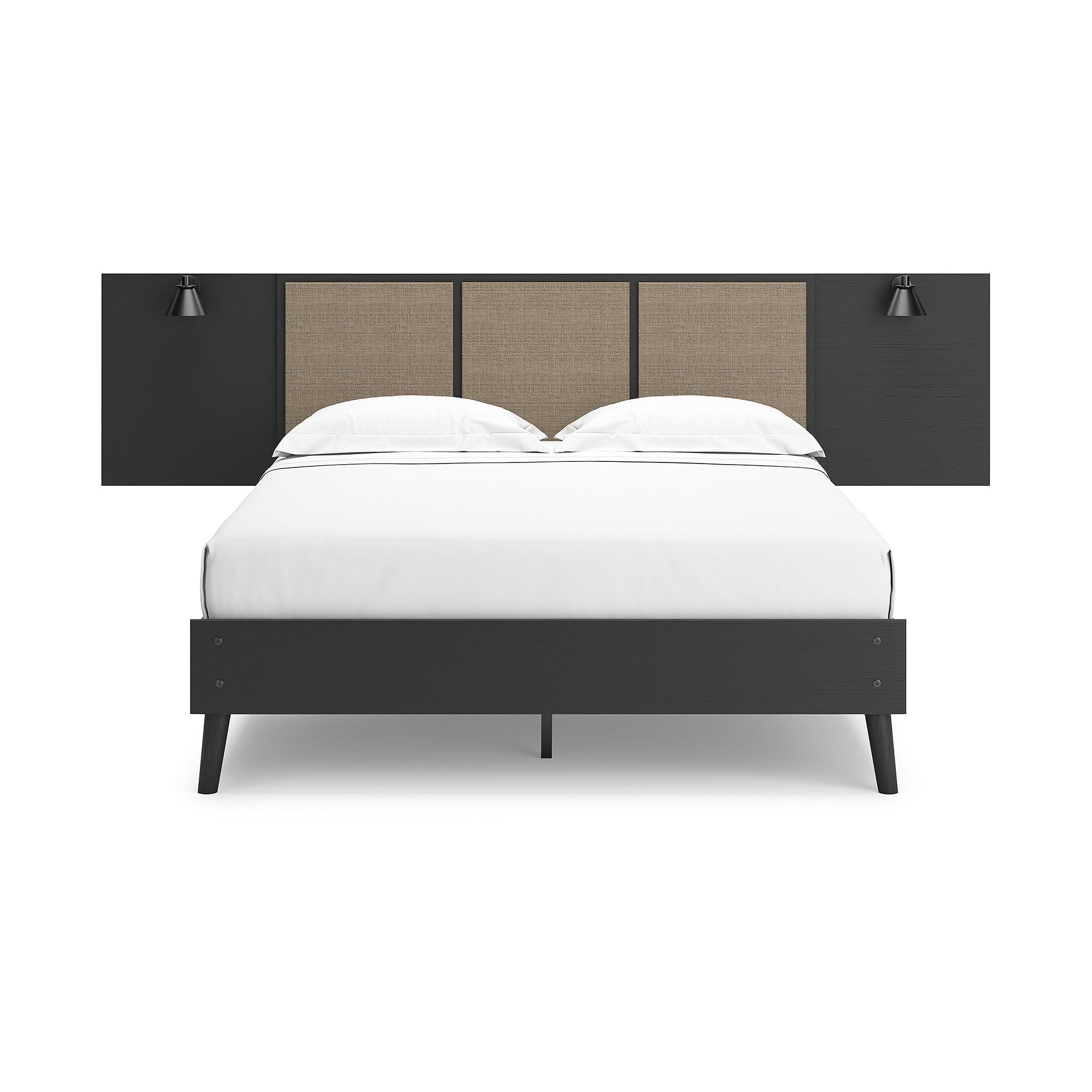 Signature Design by Ashley Charlang Black/Beige Platform Bed with 2 Extensions