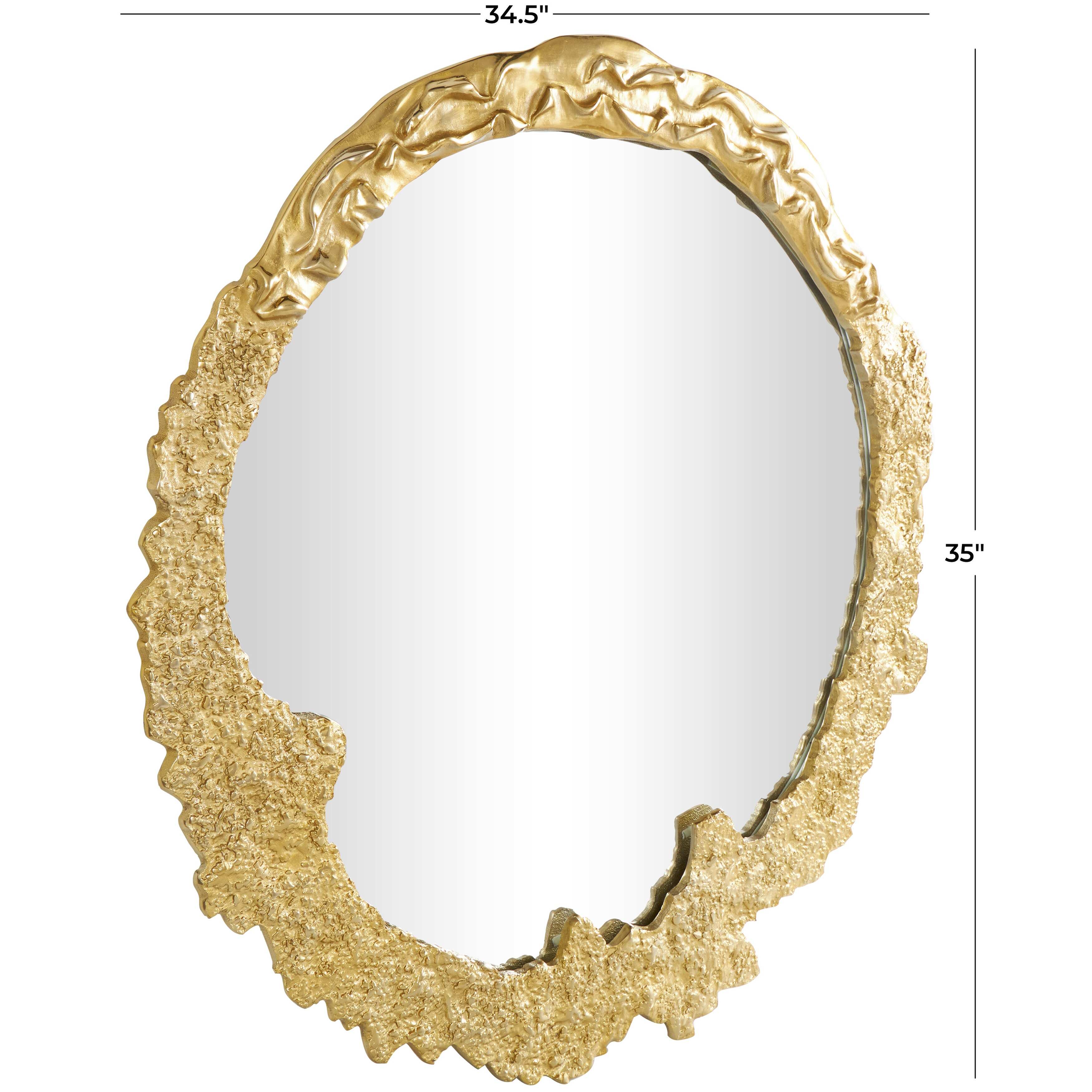 Gold Aluminum Wall Mirror with Unfinished Texture