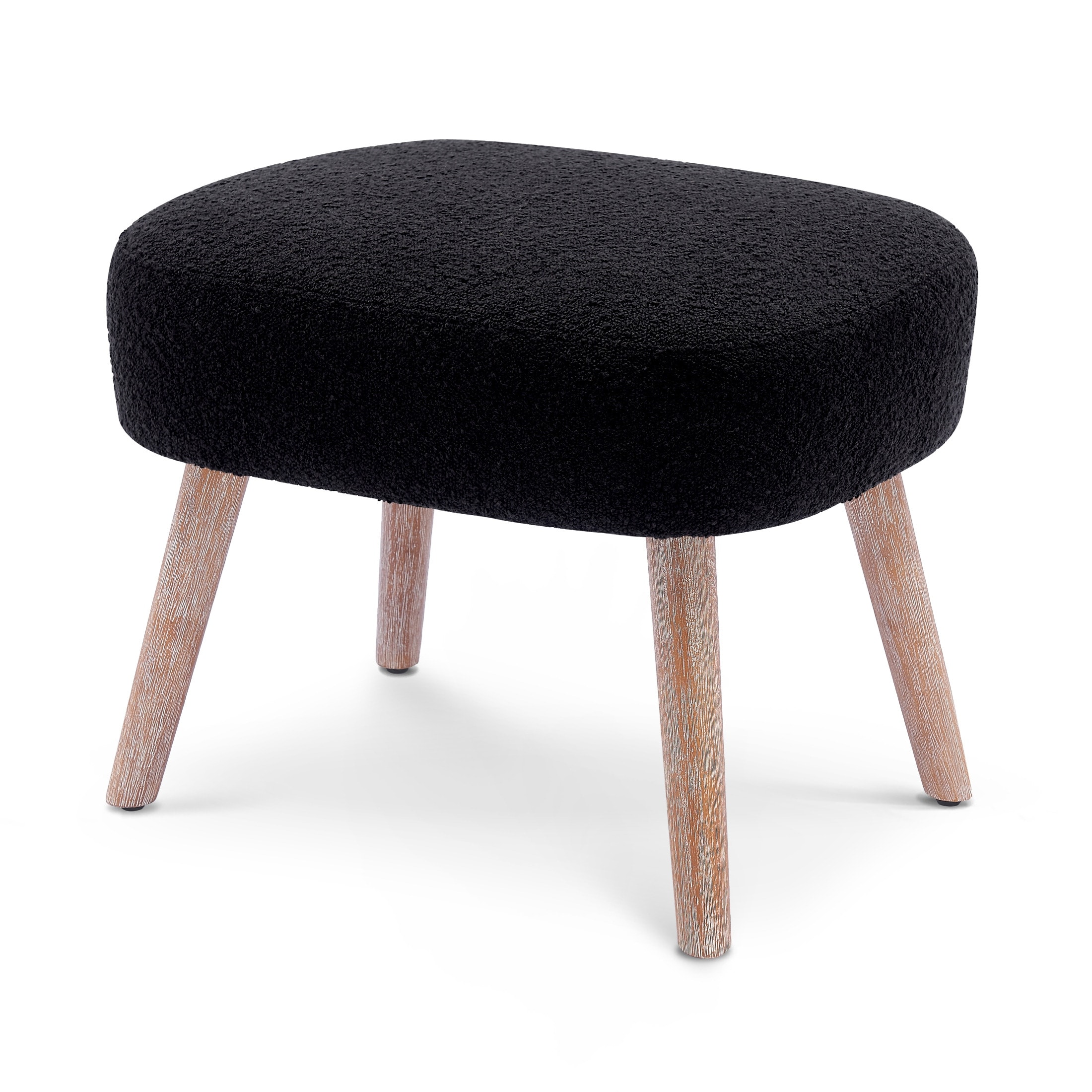 Boucle Polyester Upholstered Ottoman - Stain Resistant