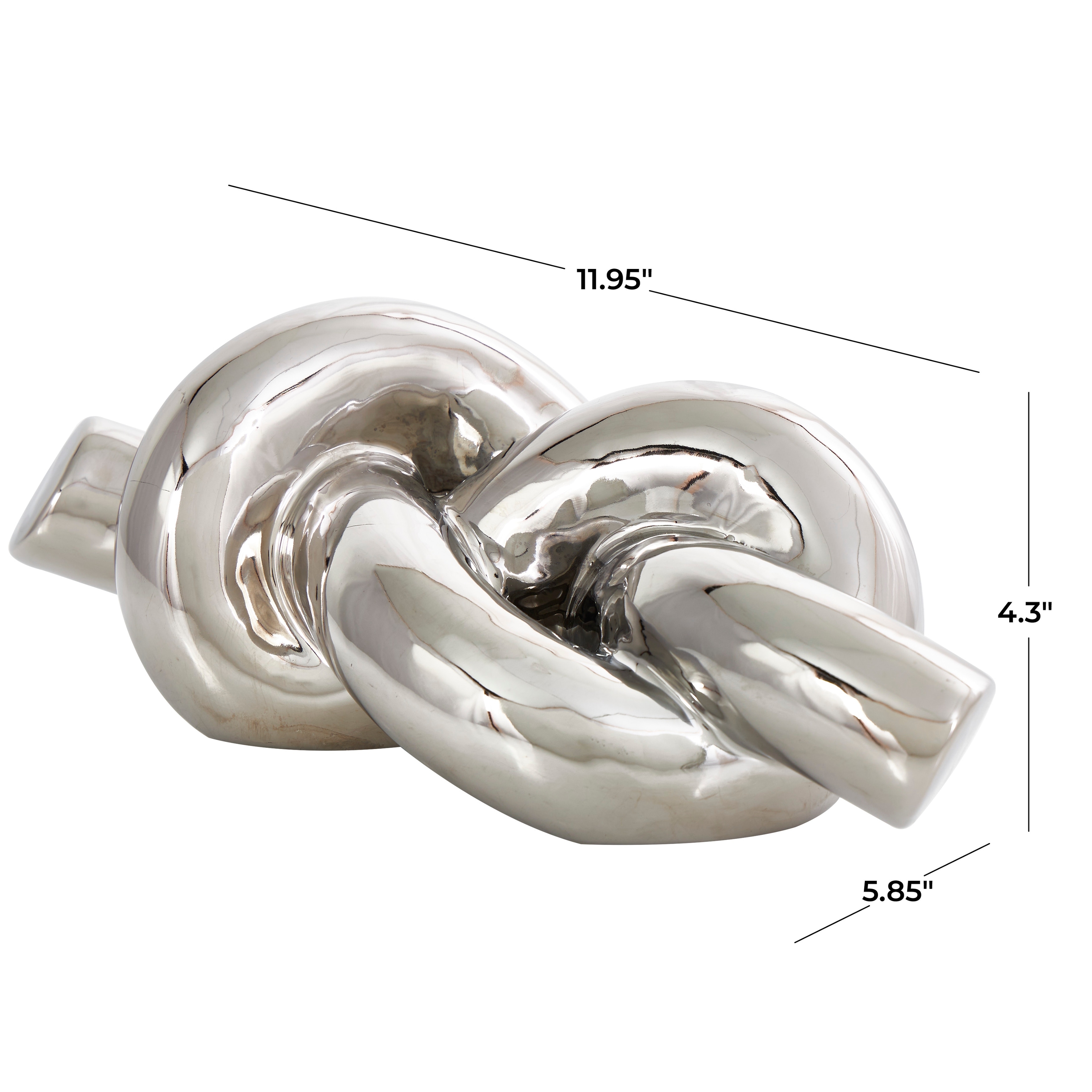 Silver Ceramic Abstract Knot Sculpture