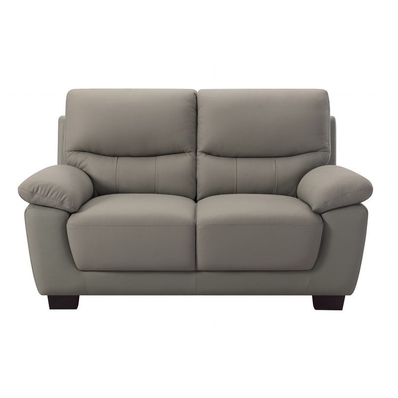 Love Seat Renzo Italian Leather Match Sofa In Gray Color