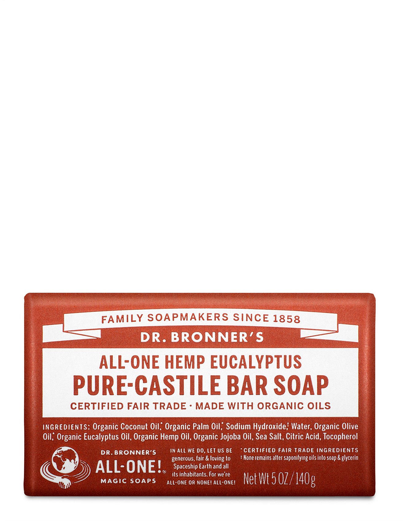 Dr. Bronner\'s Pure-Castile Bar Soap - Eucalyptus 140g