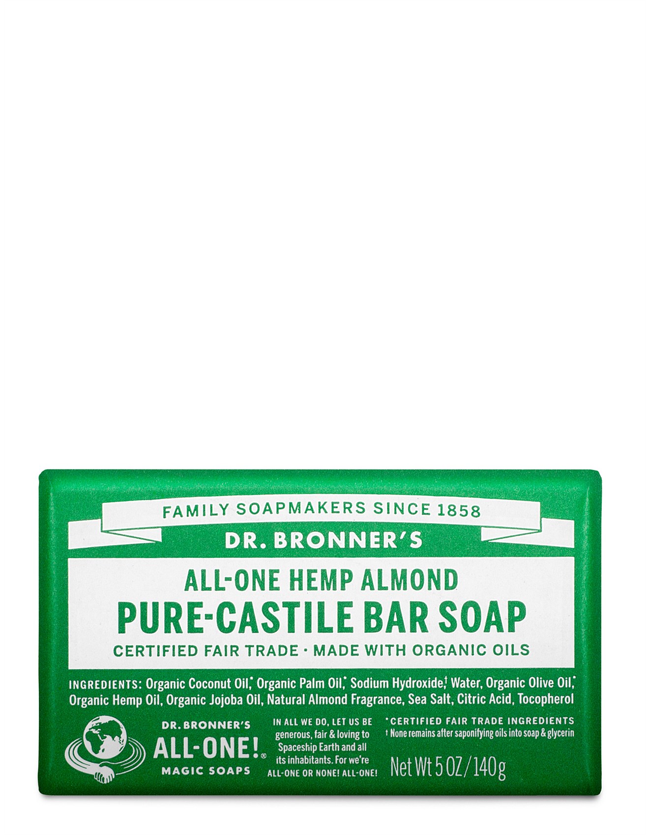 Dr. Bronner\'s Pure-Castile Bar Soap - Almond 140g