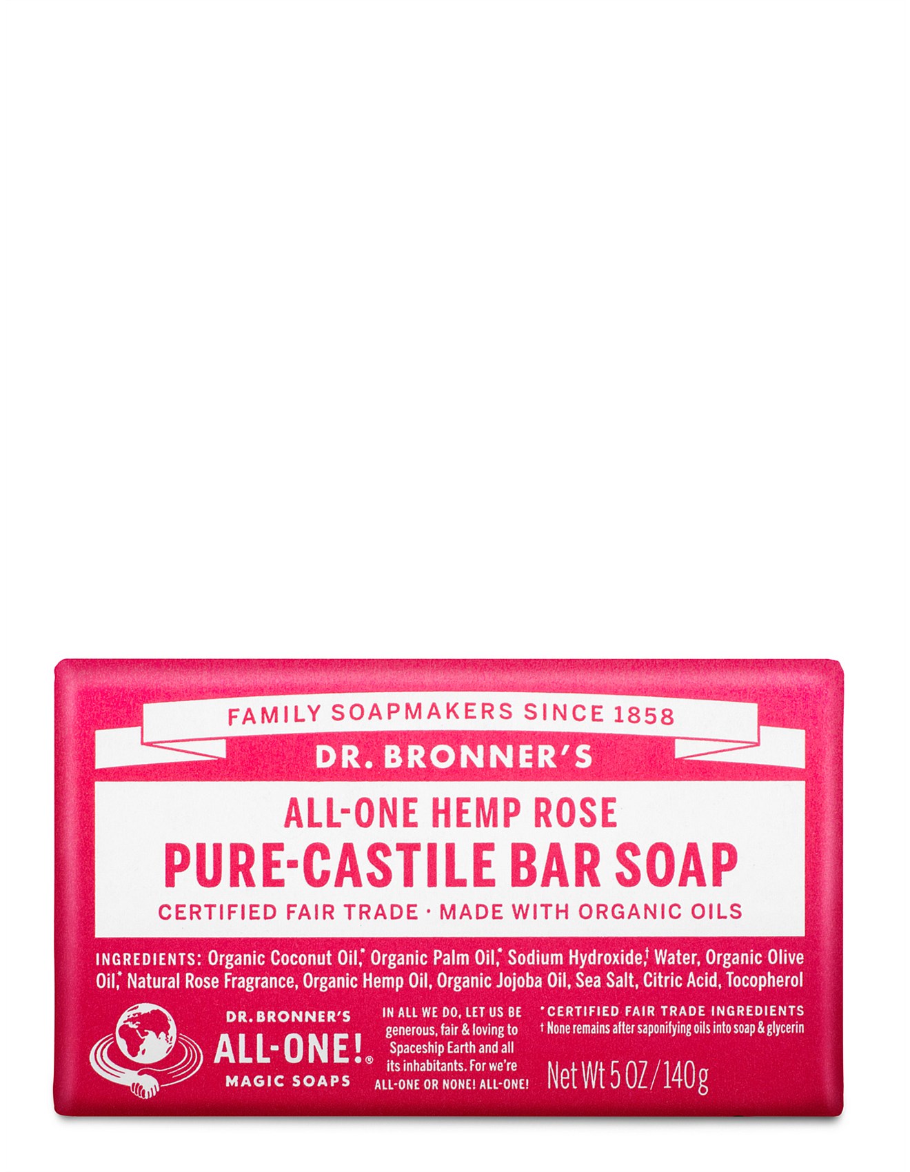 Dr. Bronner\'s Pure-Castile Bar Soap - Rose 140g