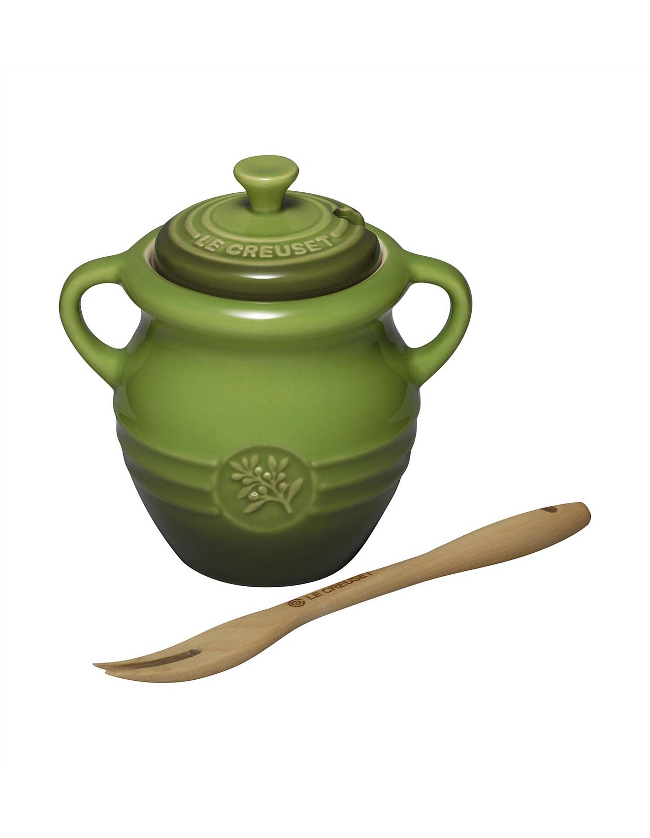 Le Creuset Olive Jar With Fork