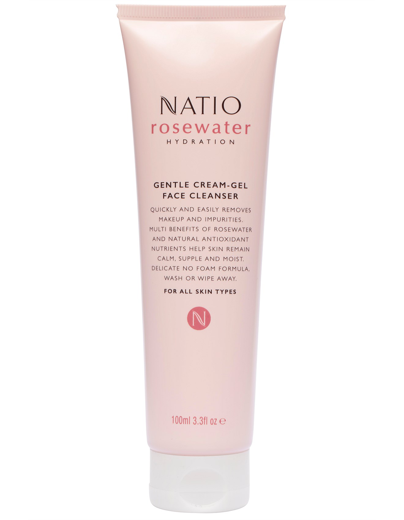 Natio Rosewater Hydration Gentle Cream-Gel Face Cleanser 100ml