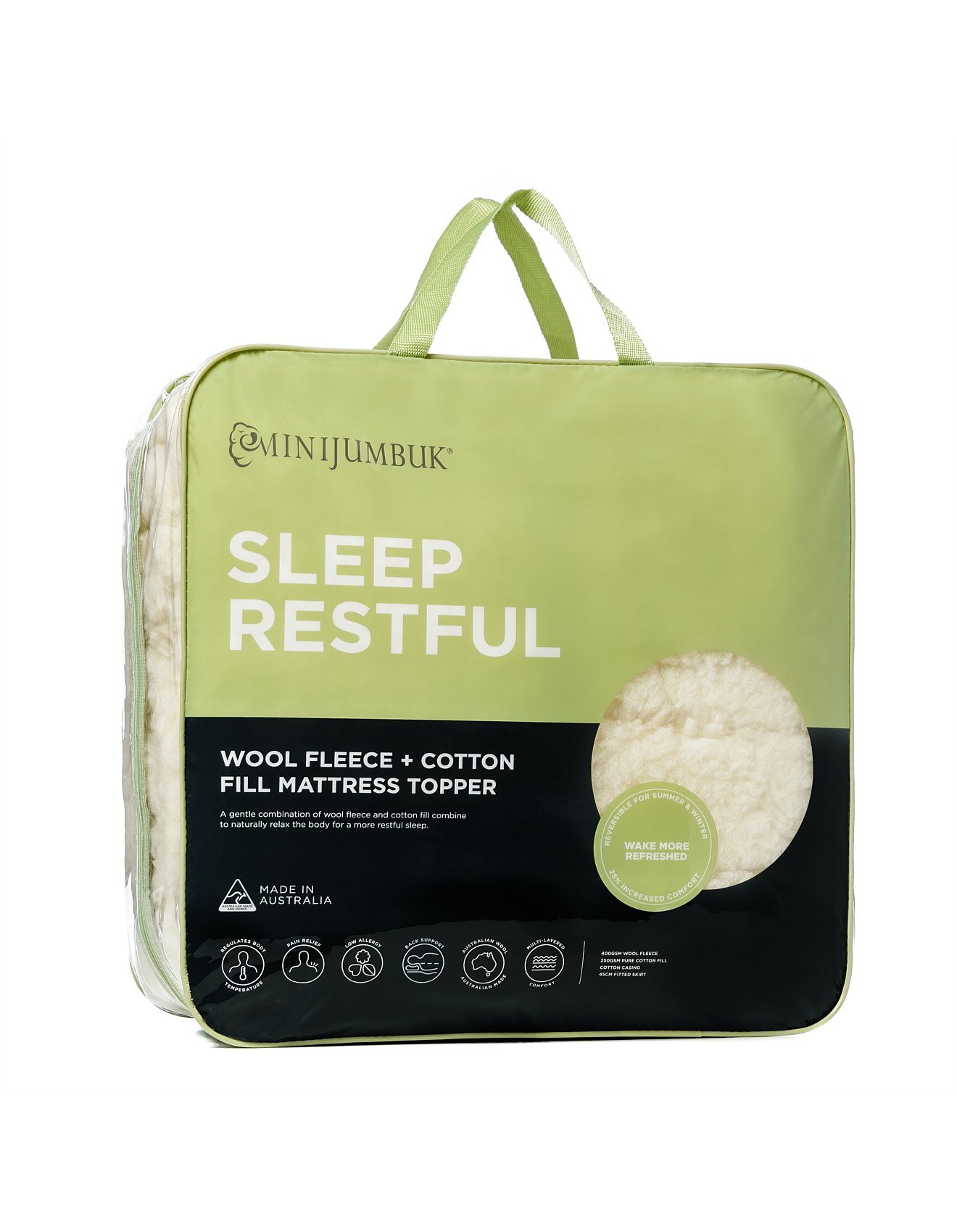 MiniJumbuk Sleep Restful Australian Wool Topper Double