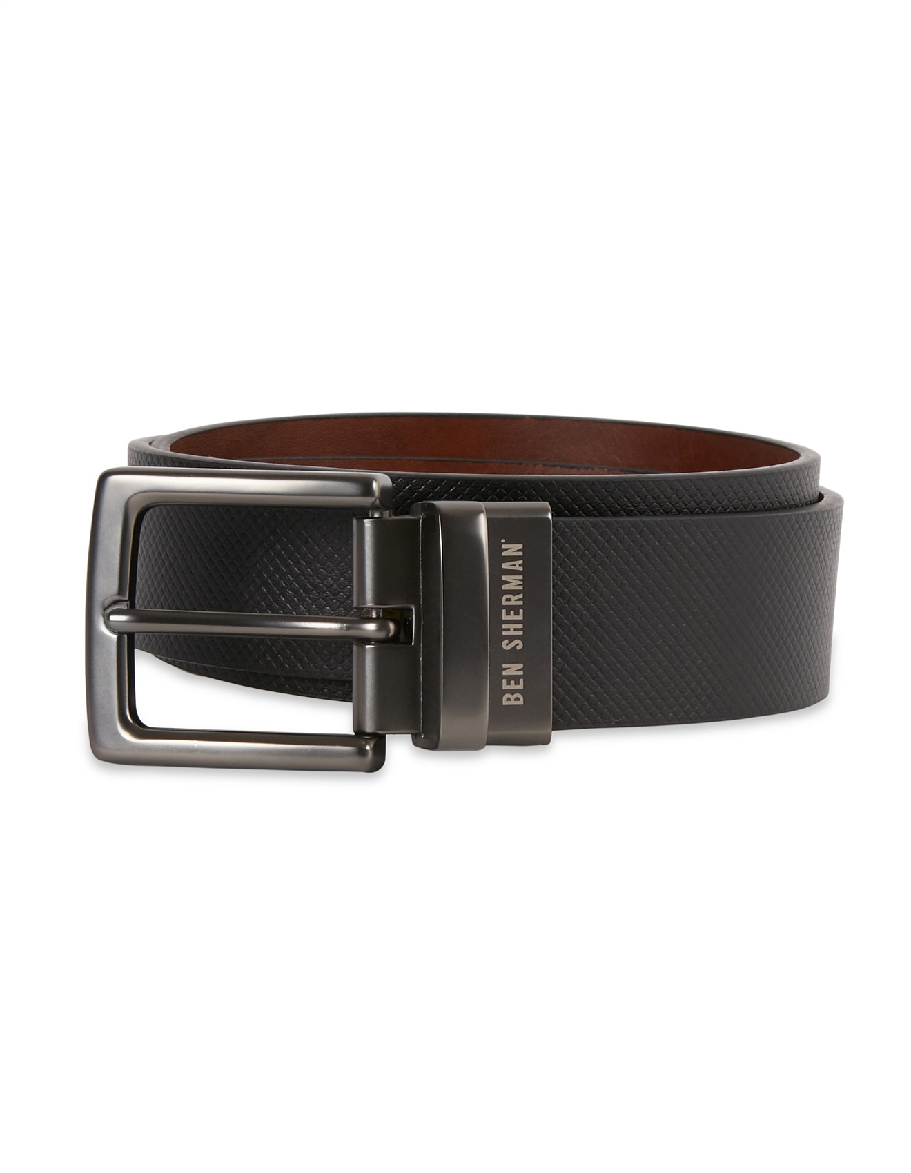 Ben Sherman GUNMETAL BUCKLE REVERSIBLE BELT