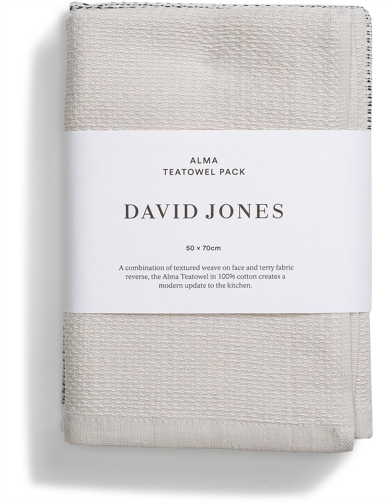 David Jones Waffle black tea towel set of 2