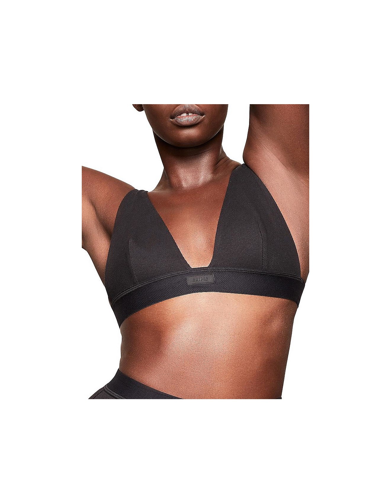 SKIMS COTTON PLUNGE BRALETTE SOOT