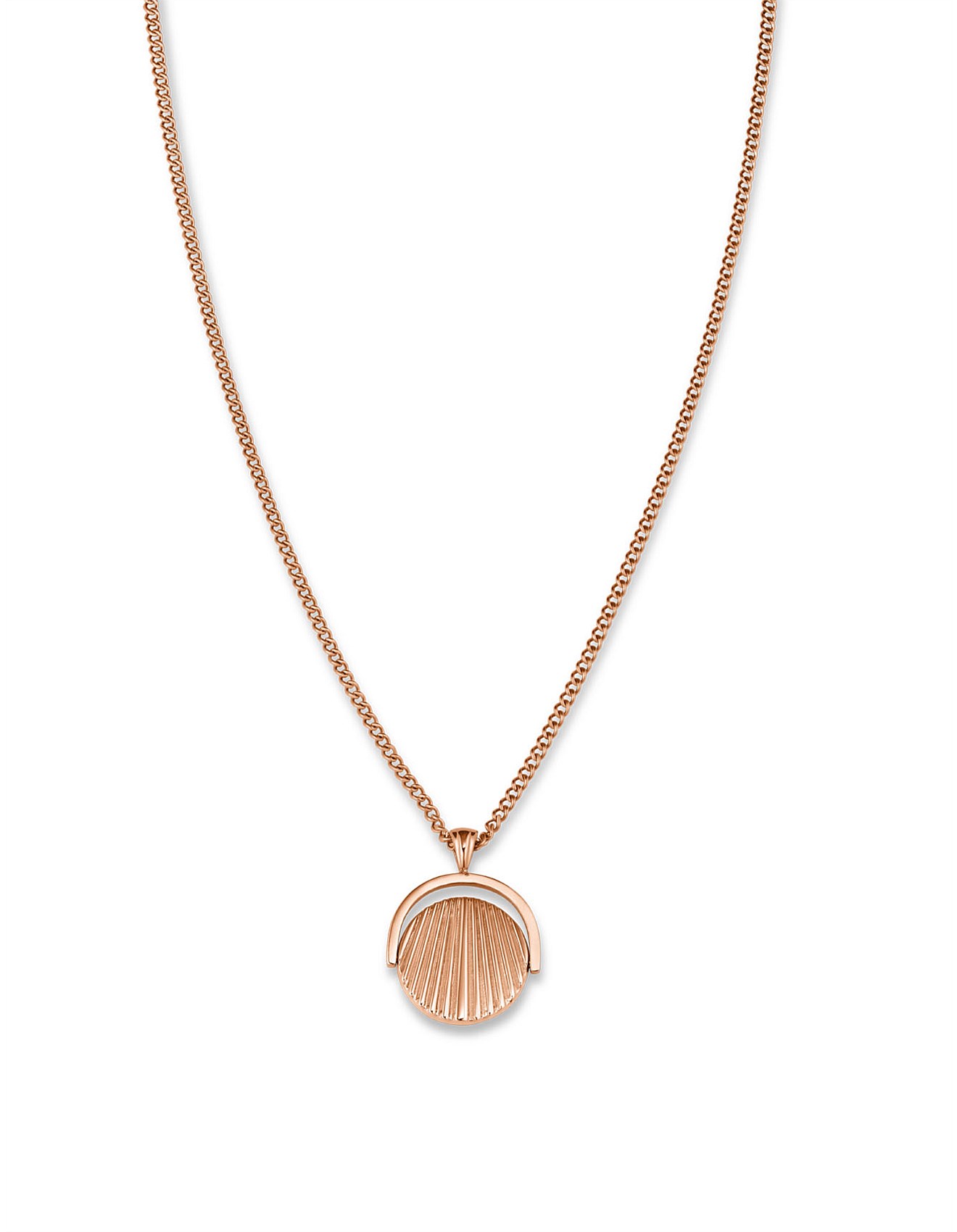 Rosefield Twisting Sunray Coin Pendant Rose Gold Necklace