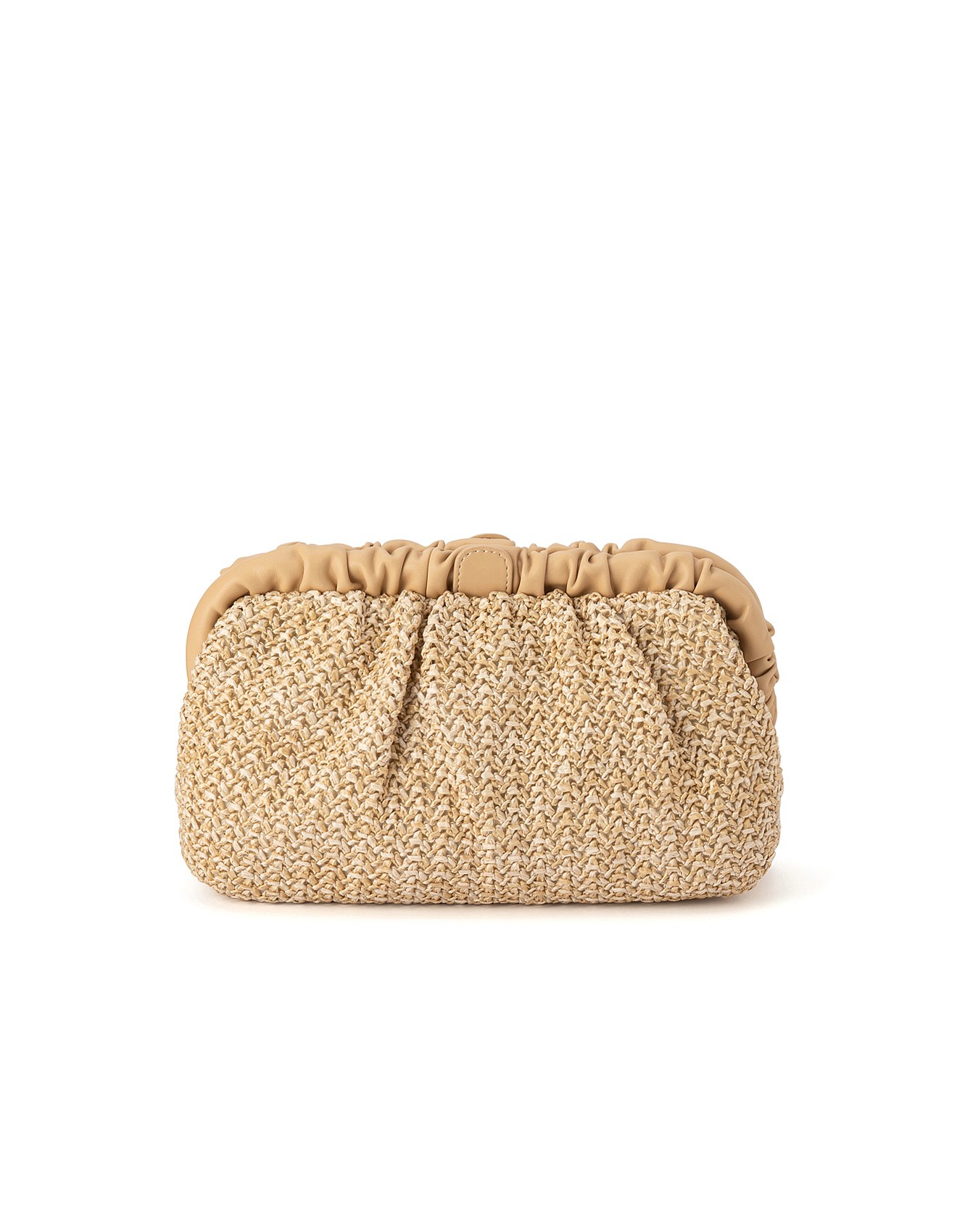 Olga Berg AMALIA Pleated Woven Clutch