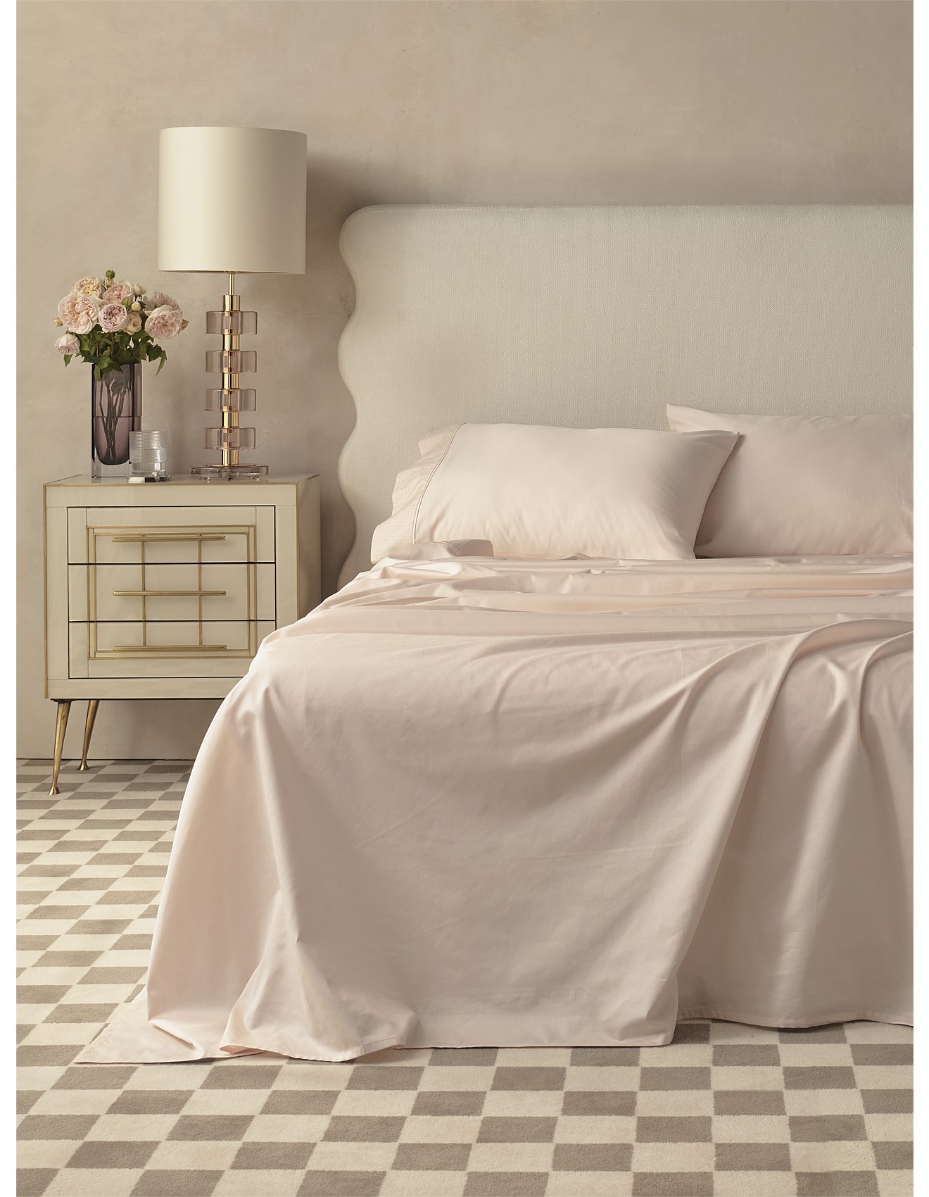 Greg Natale JACQUARD KING BED SHEET SET BLUSH